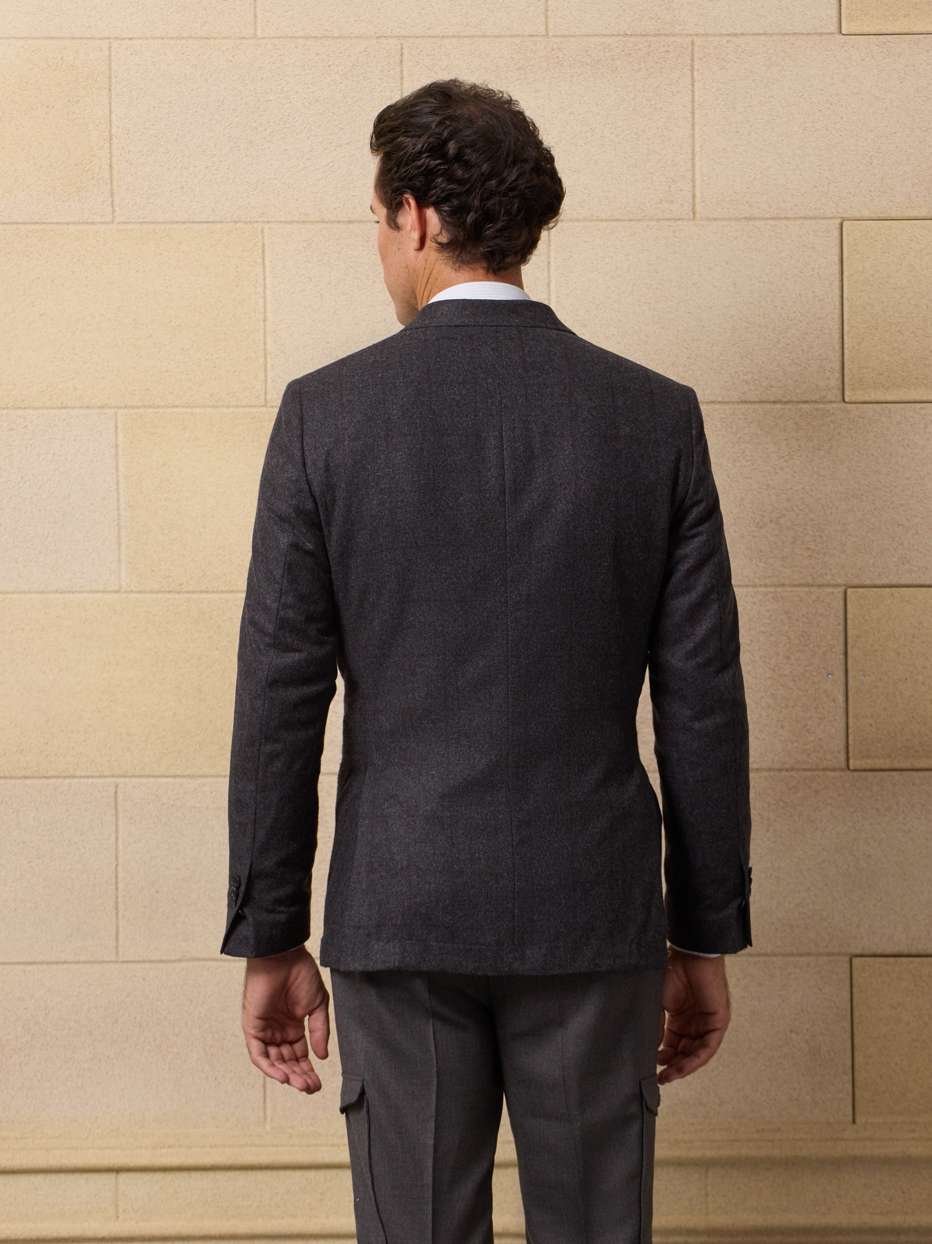 Unique Prince of Wales grey blazer with burgundy profile