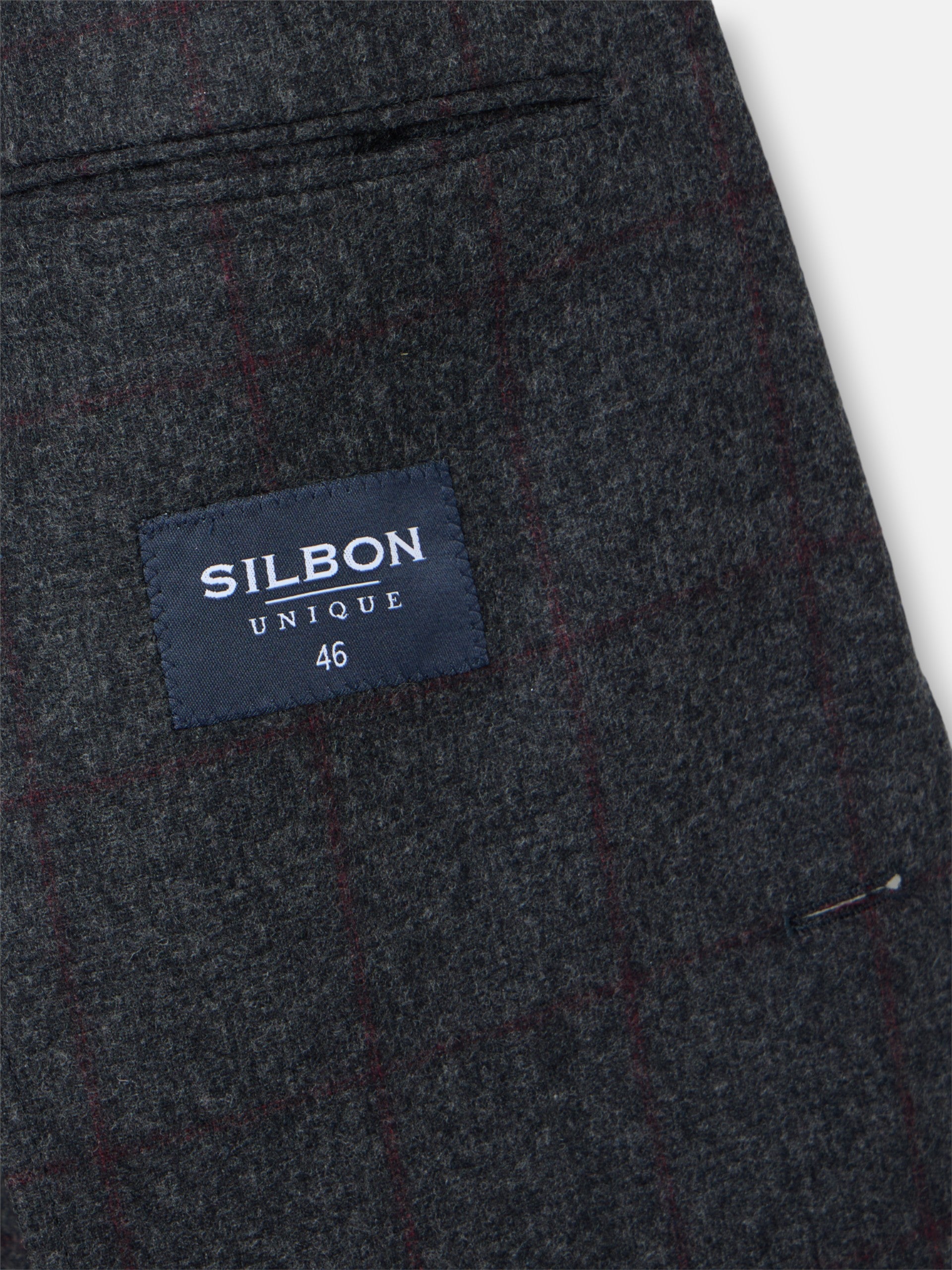 Unique Prince of Wales grey blazer with burgundy profile