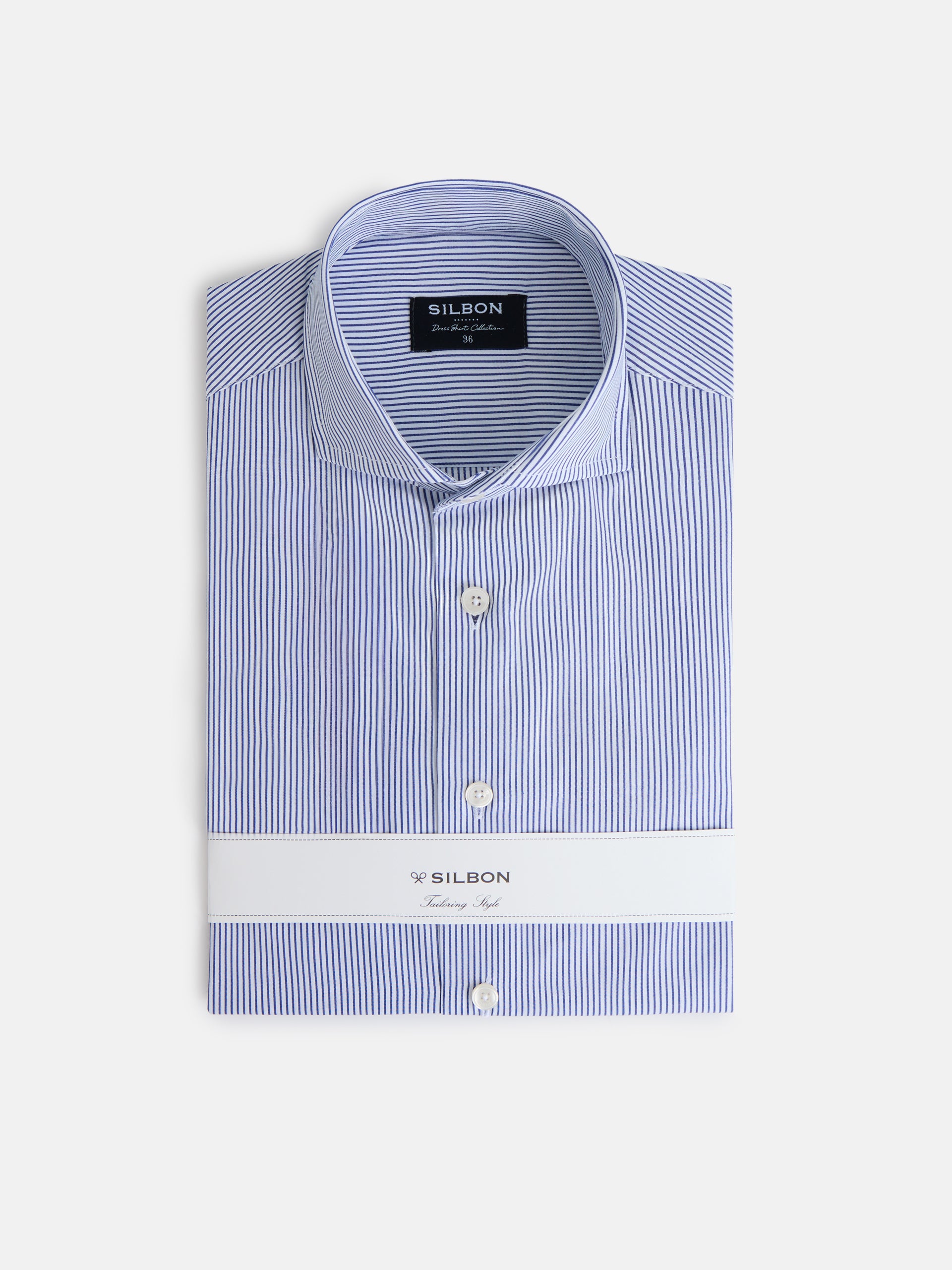 Navy blue mid-stripe dress shirt