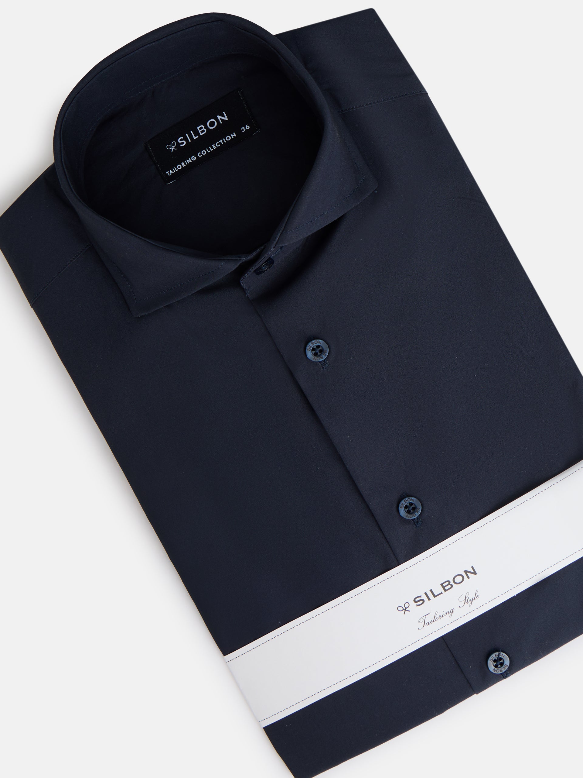 Camisa vestir lisa azul marino