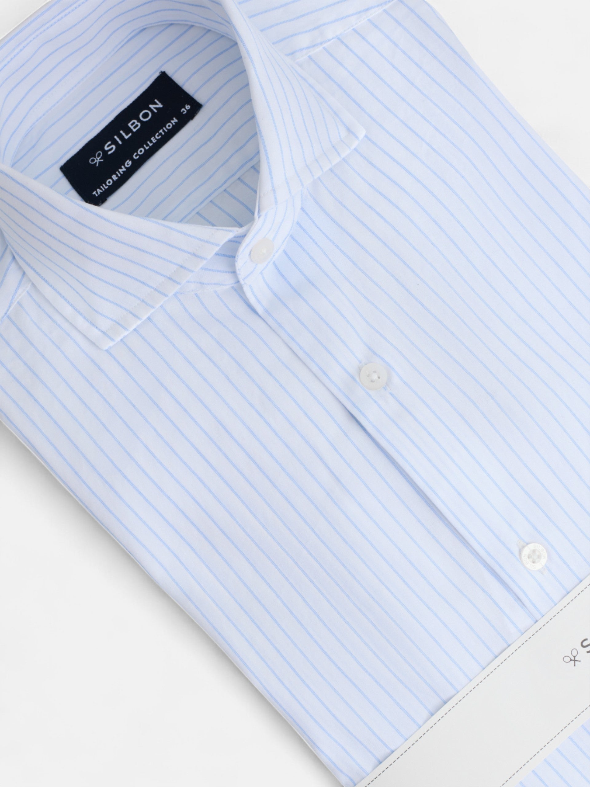 Light blue wide stripe dress shirt