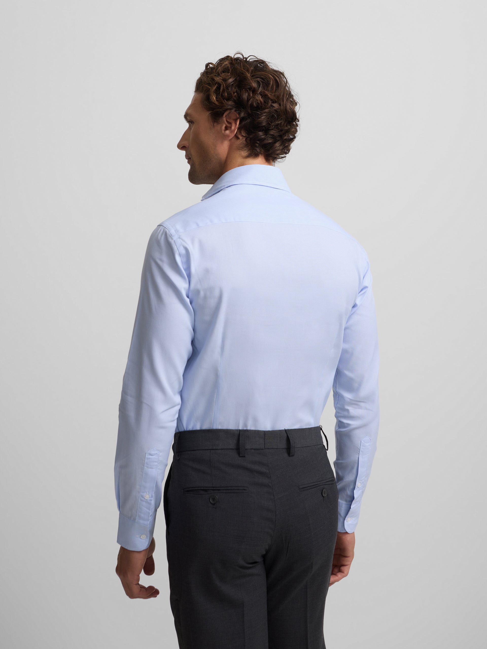 Camisa vestir mini pata de gallo celeste