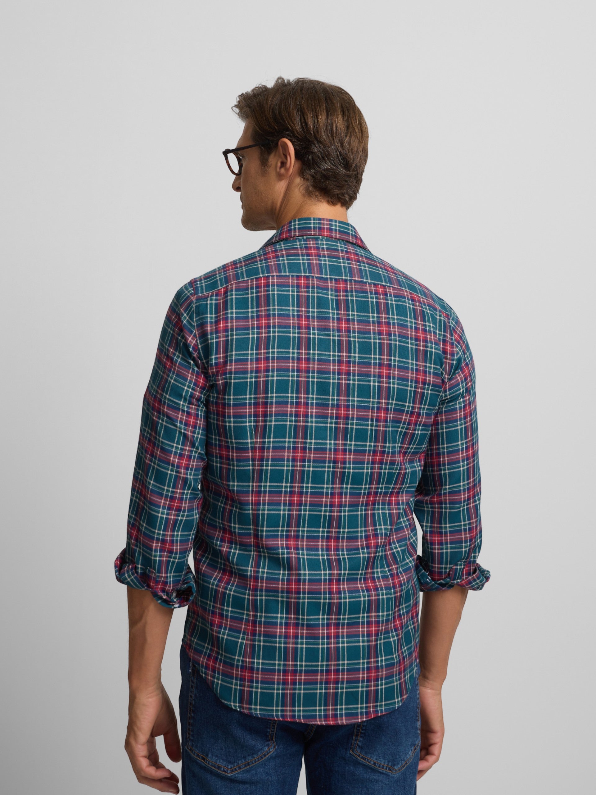 Dark green tartan sport shirt