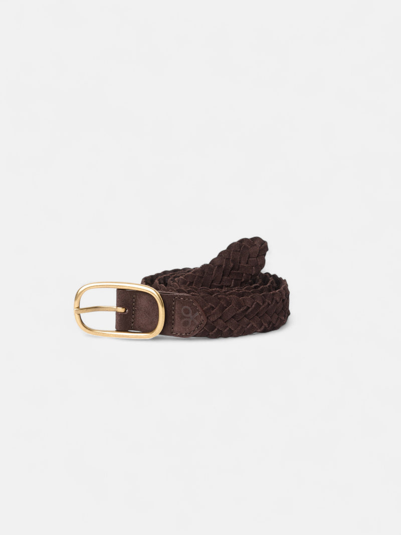 Braided suede leather belt