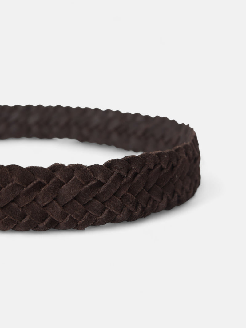 Braided suede leather belt
