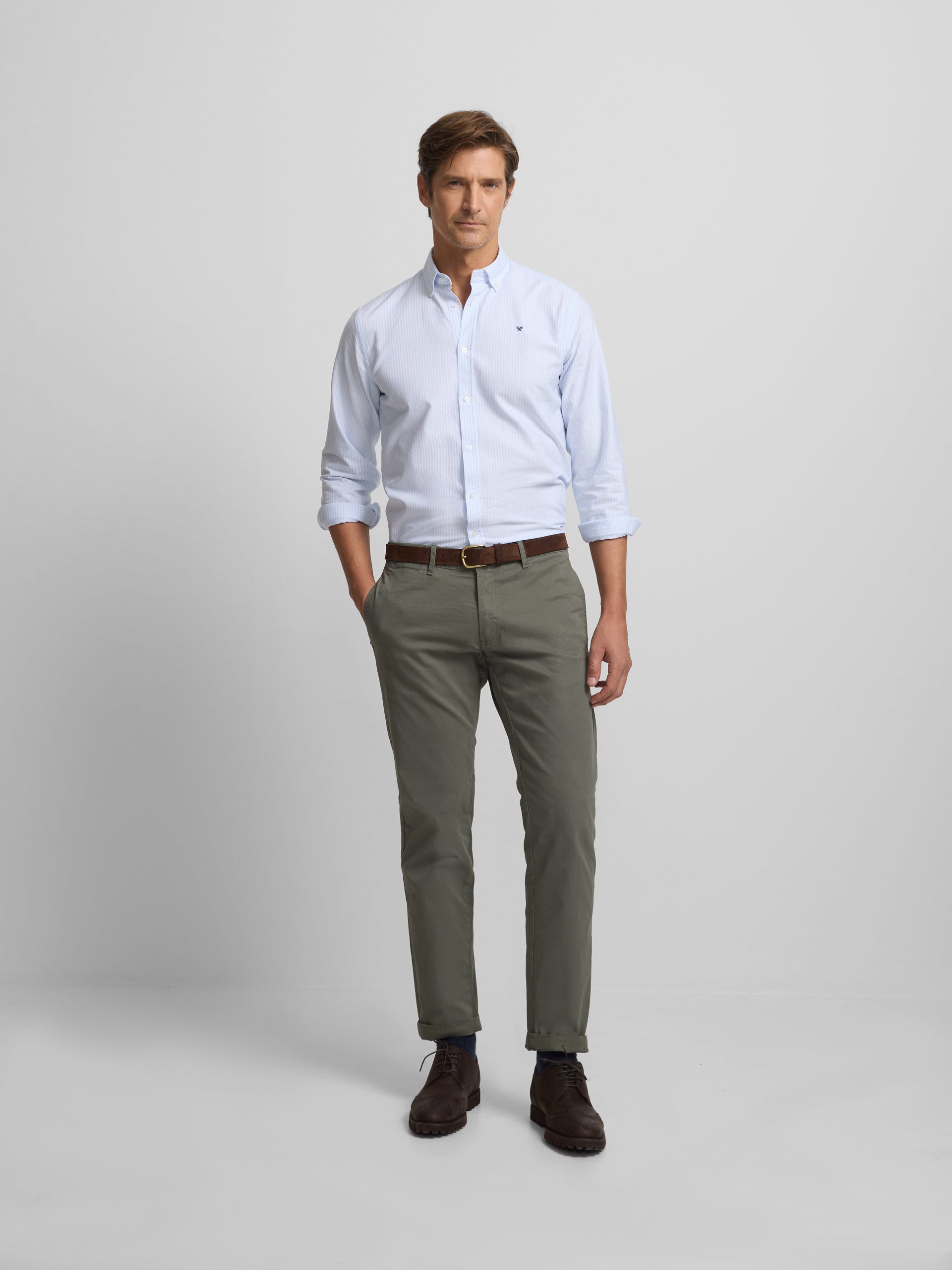 Pantalon chino décontracté vert foncé