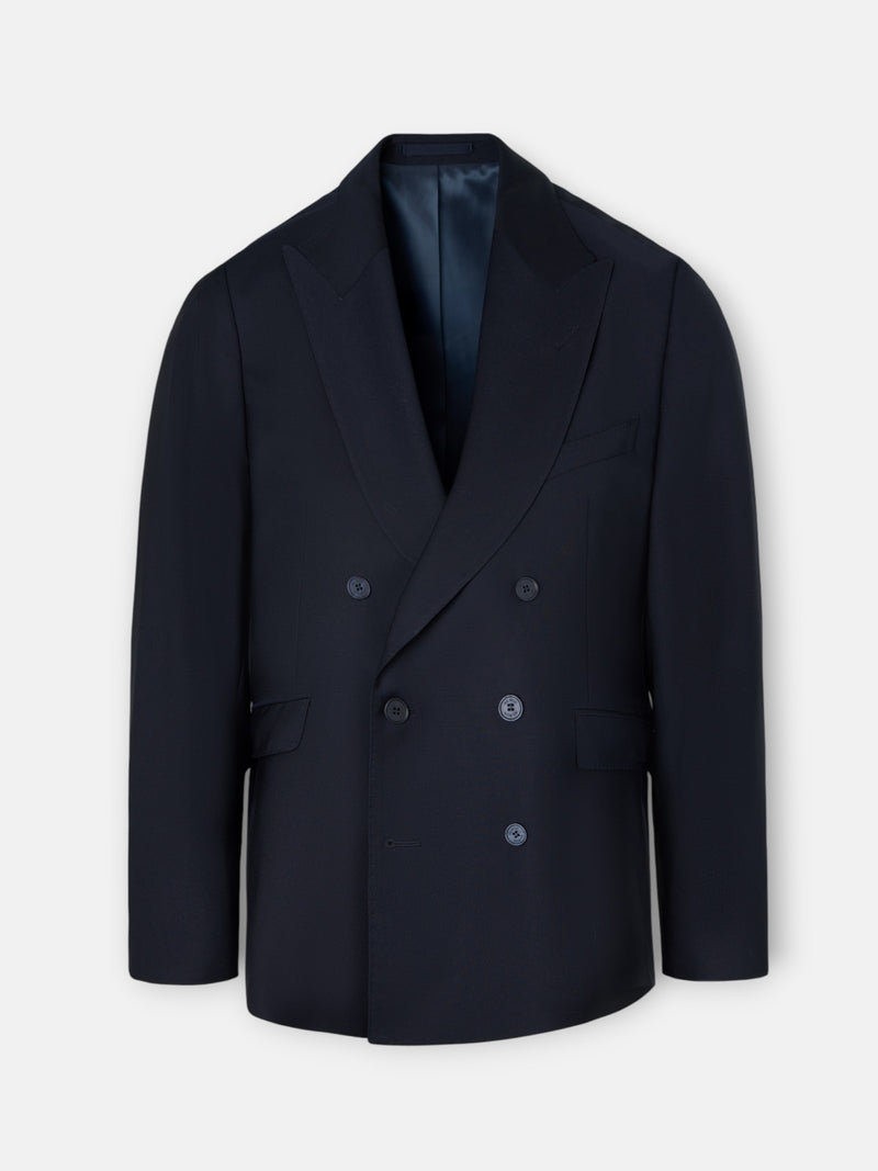 Veste de costume croisée stretch bleu marine