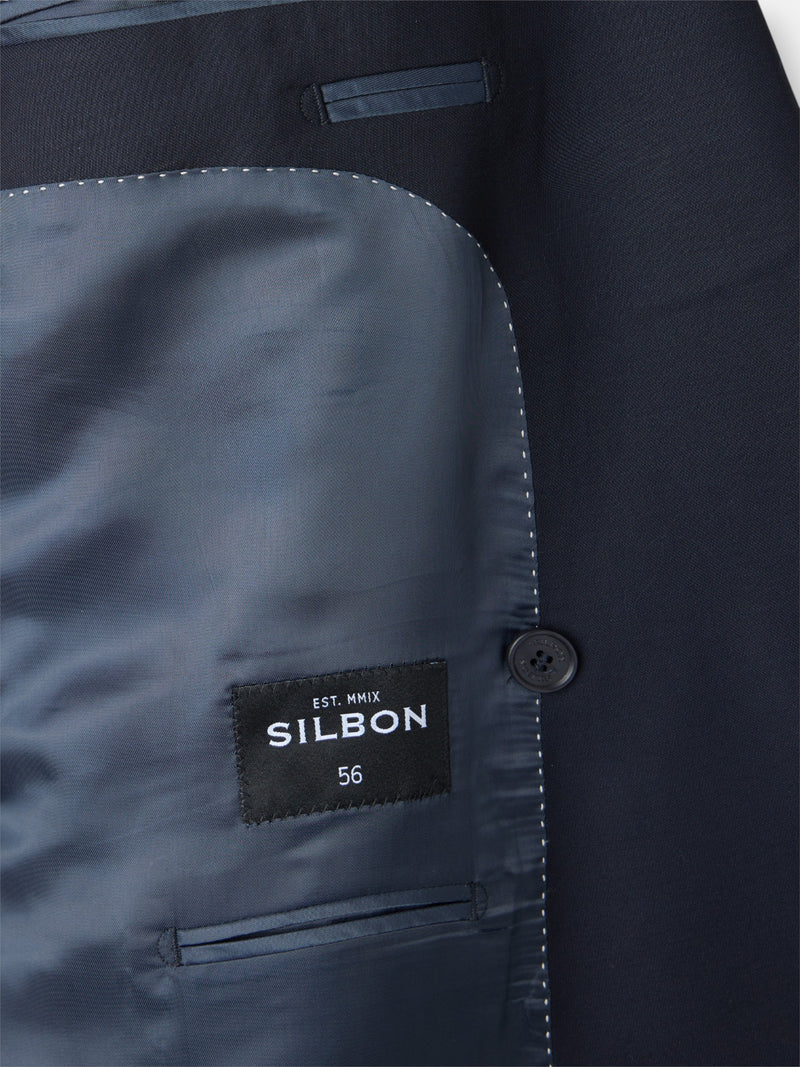 Veste de costume croisée stretch bleu marine
