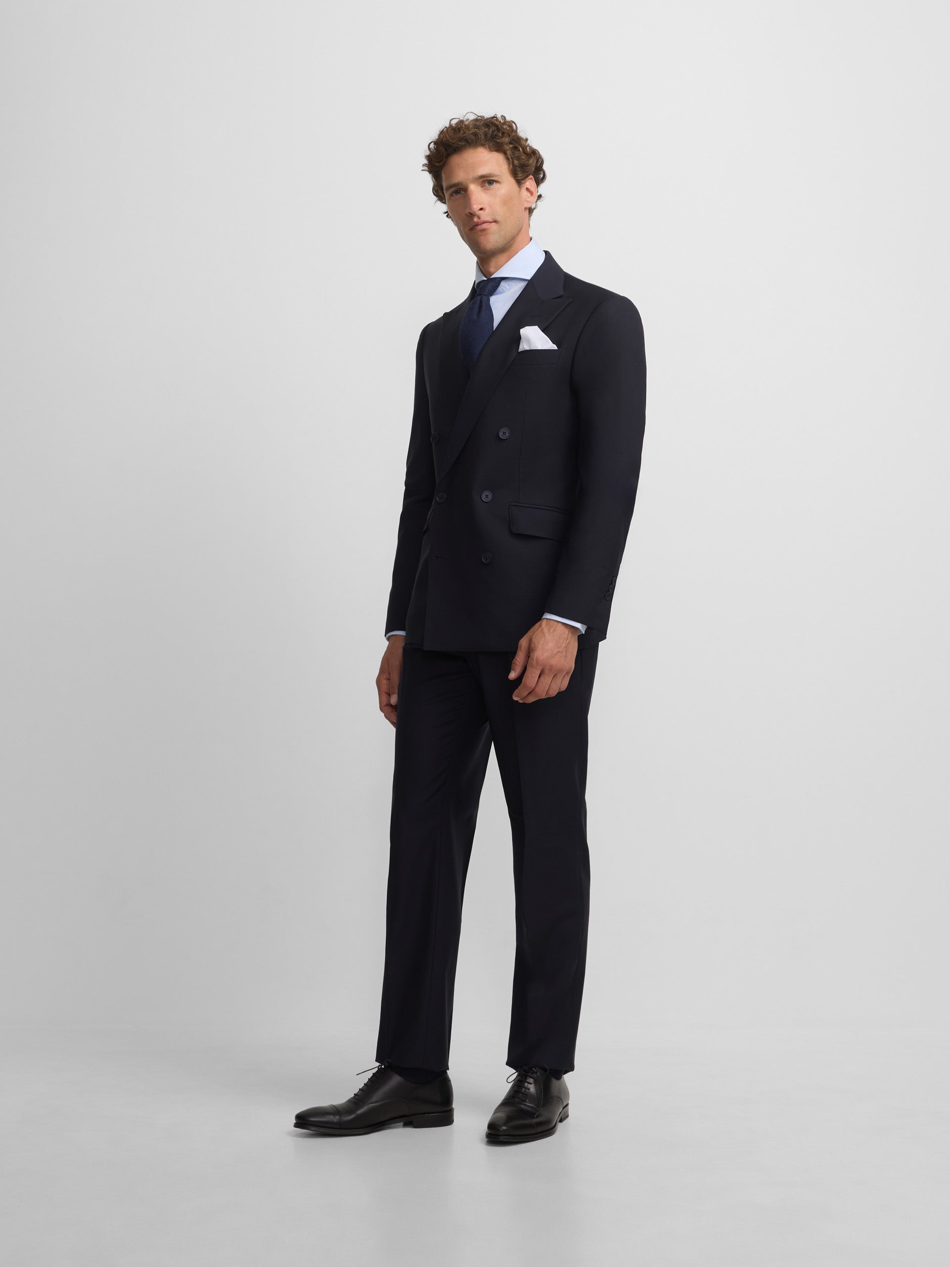 Blazer de fato cruzado stretch azul-marinho