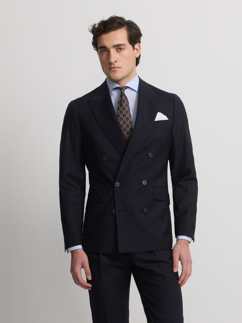 Veste de costume croisée stretch bleu marine