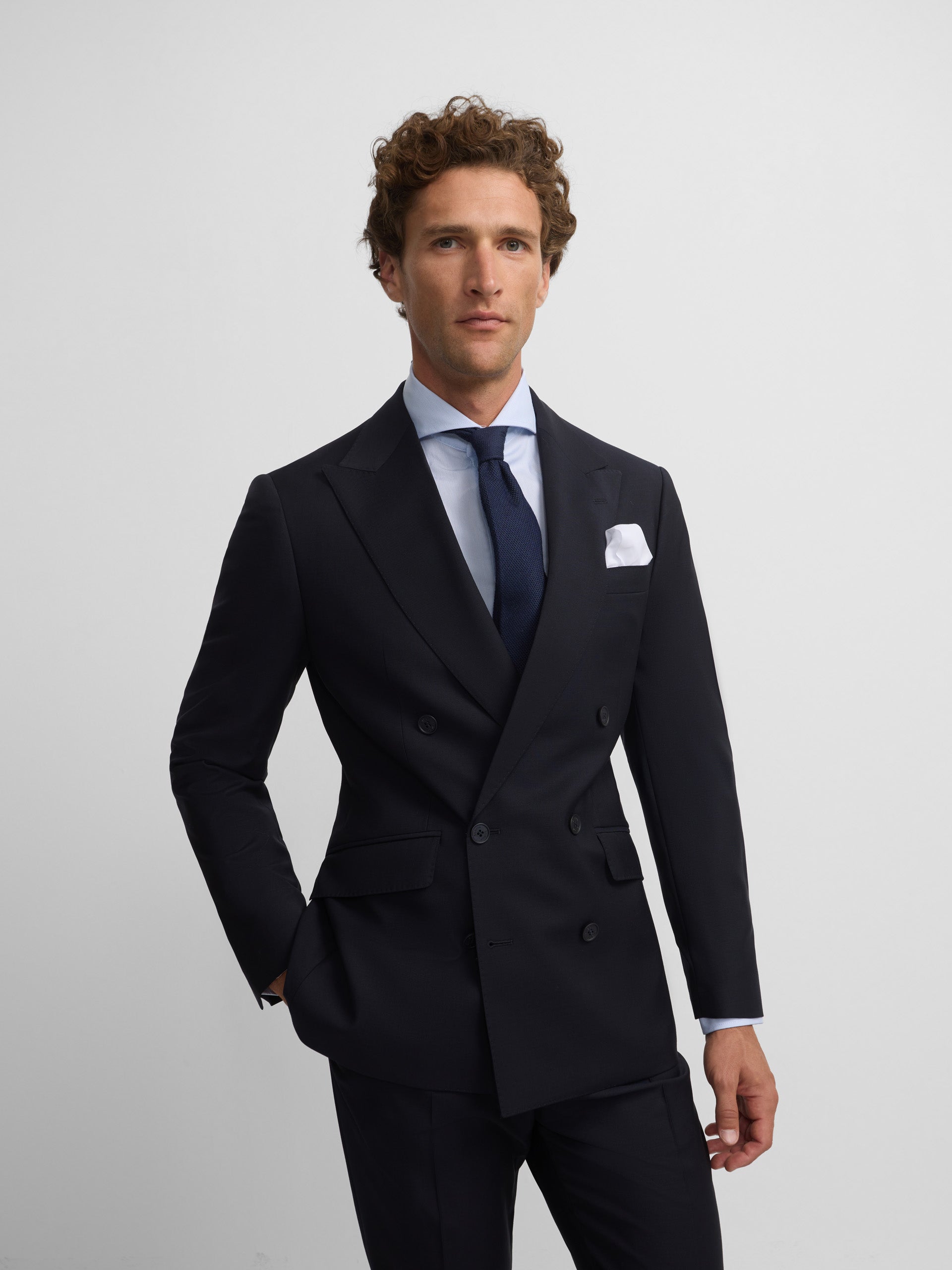Americana traje cruzado stretch navy