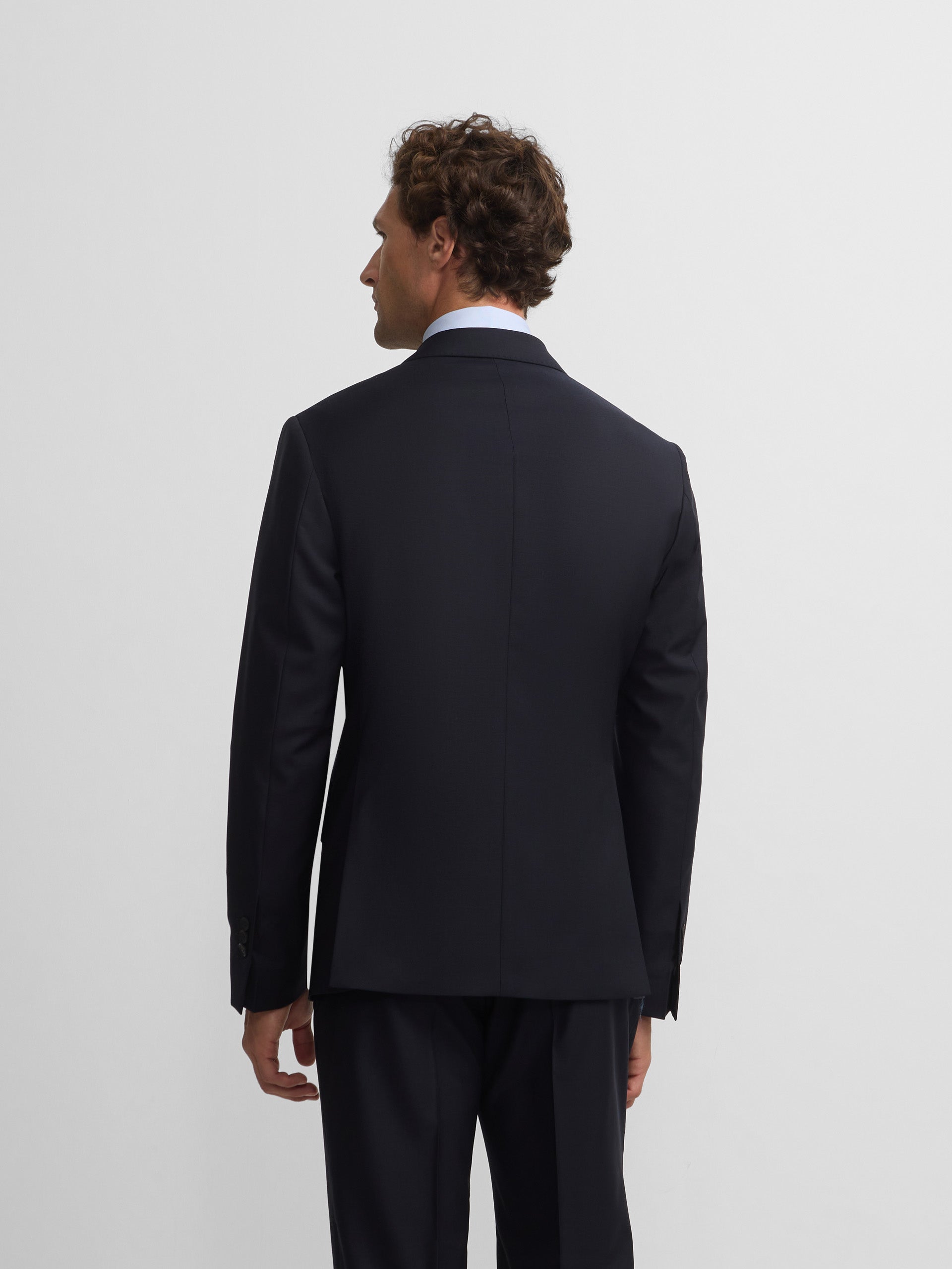 Blazer de fato cruzado stretch azul-marinho