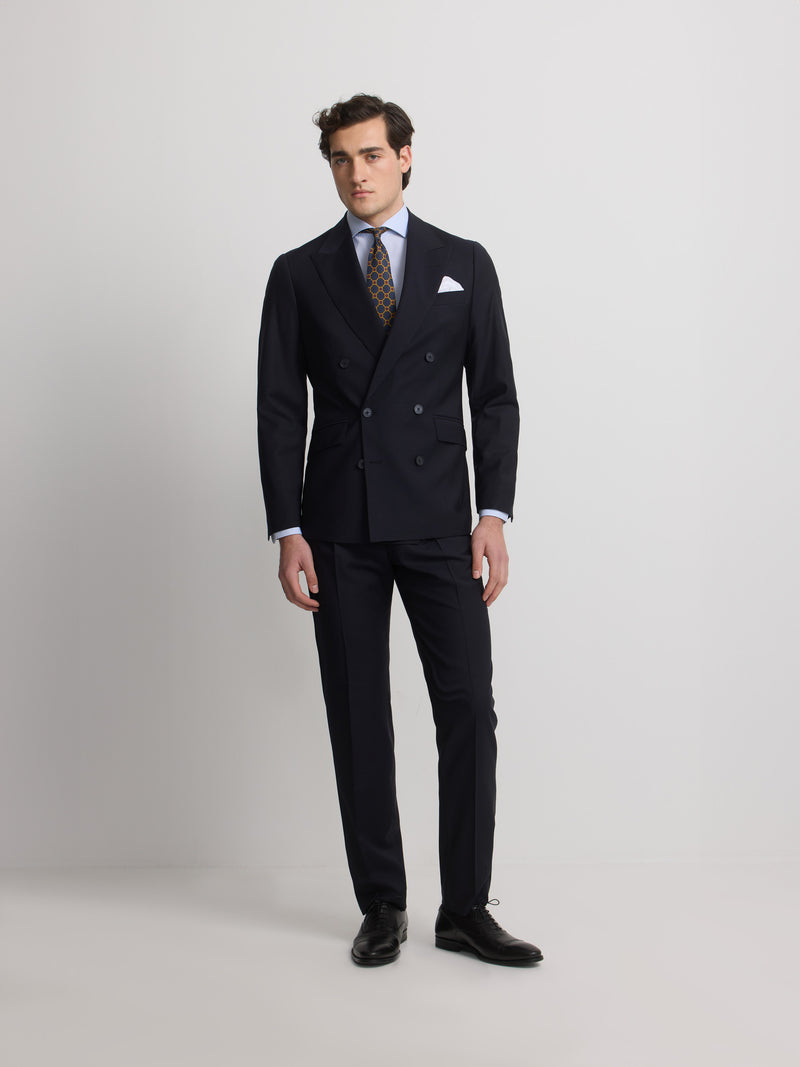 Veste de costume croisée stretch bleu marine