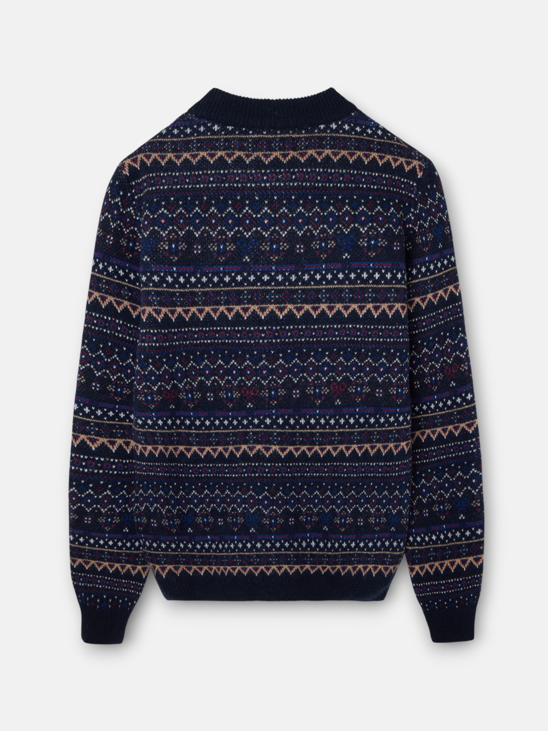 Unique navy blue jacquard sweater