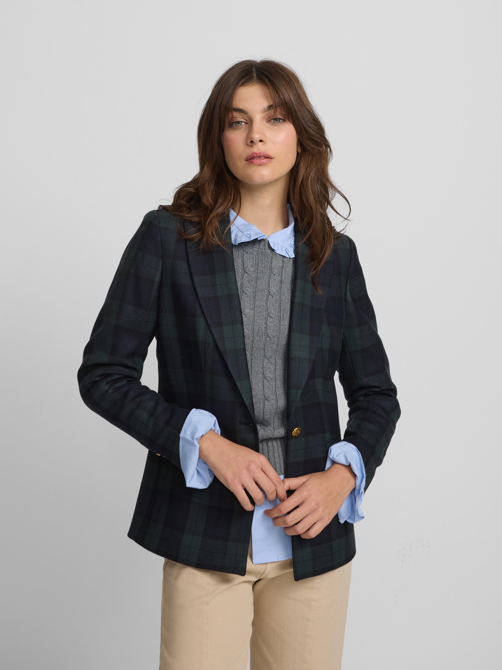 Classic green plaid blazer
