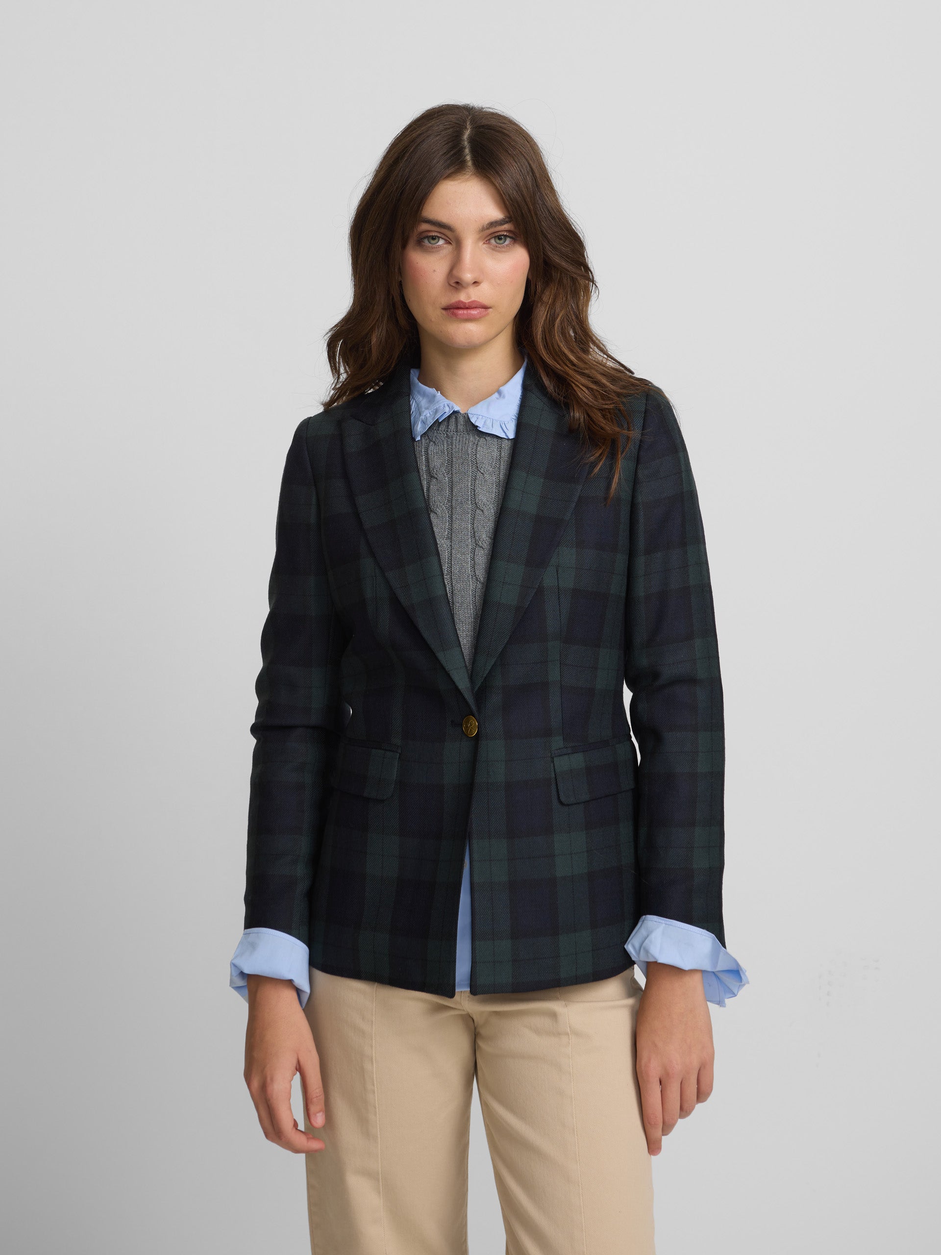 Classic green plaid blazer
