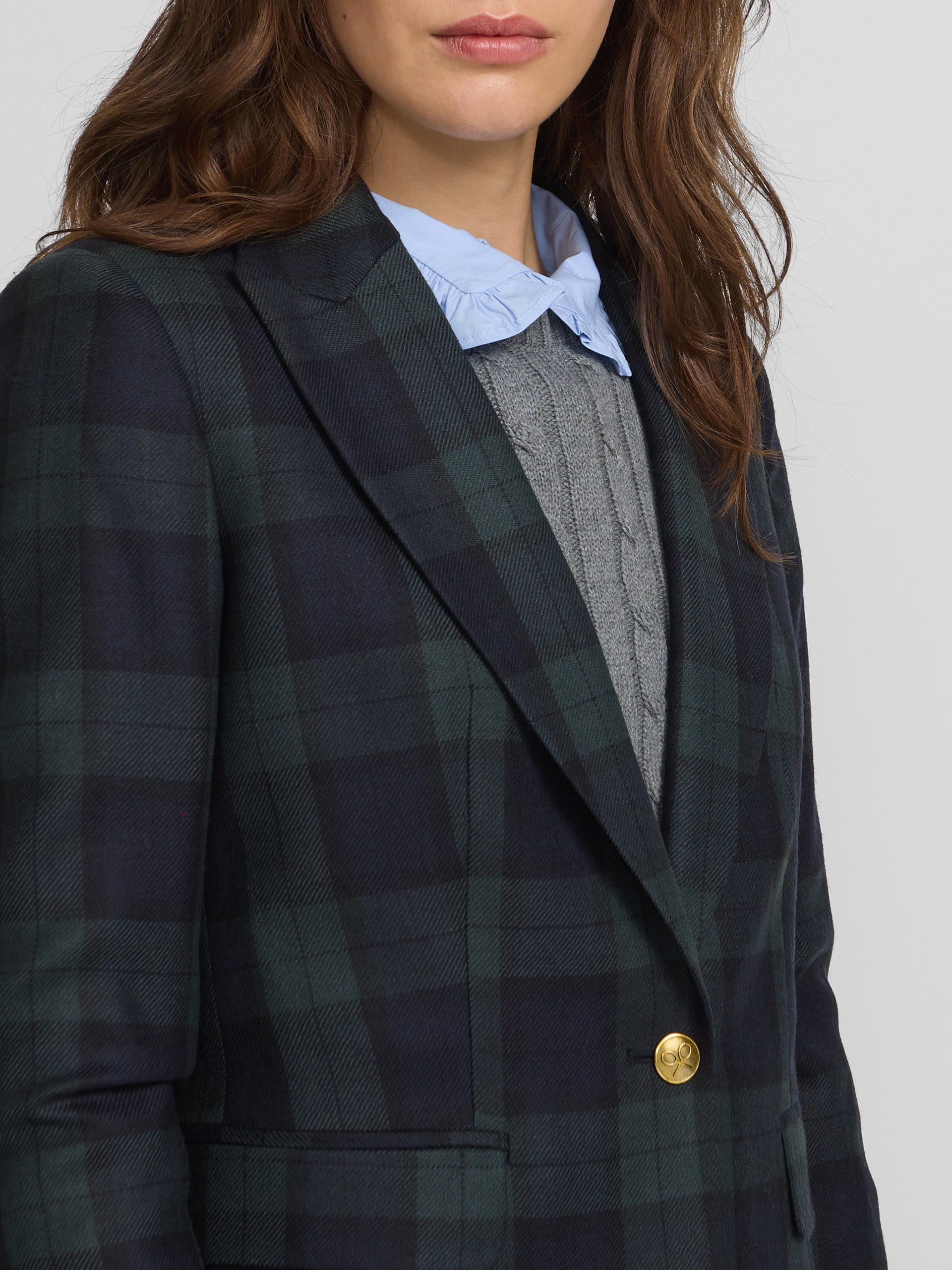 Classic green plaid blazer