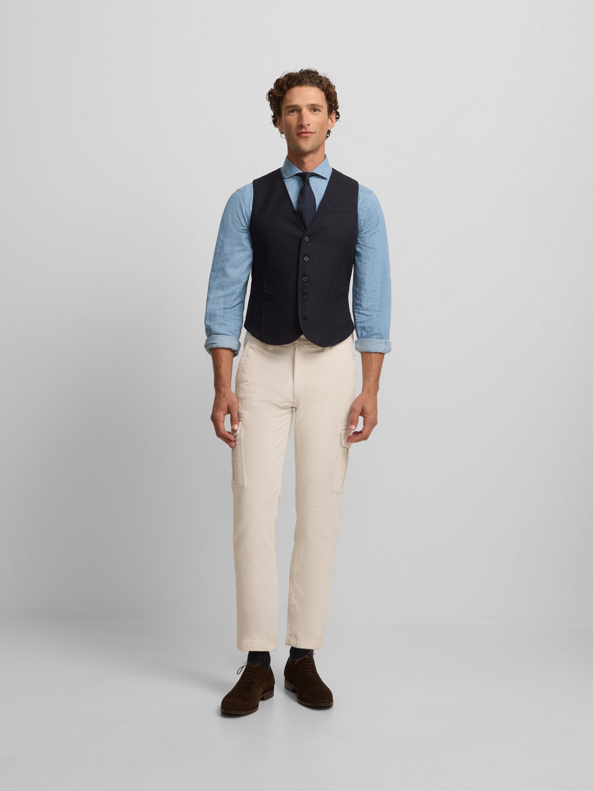 Chaleco recto azul marino