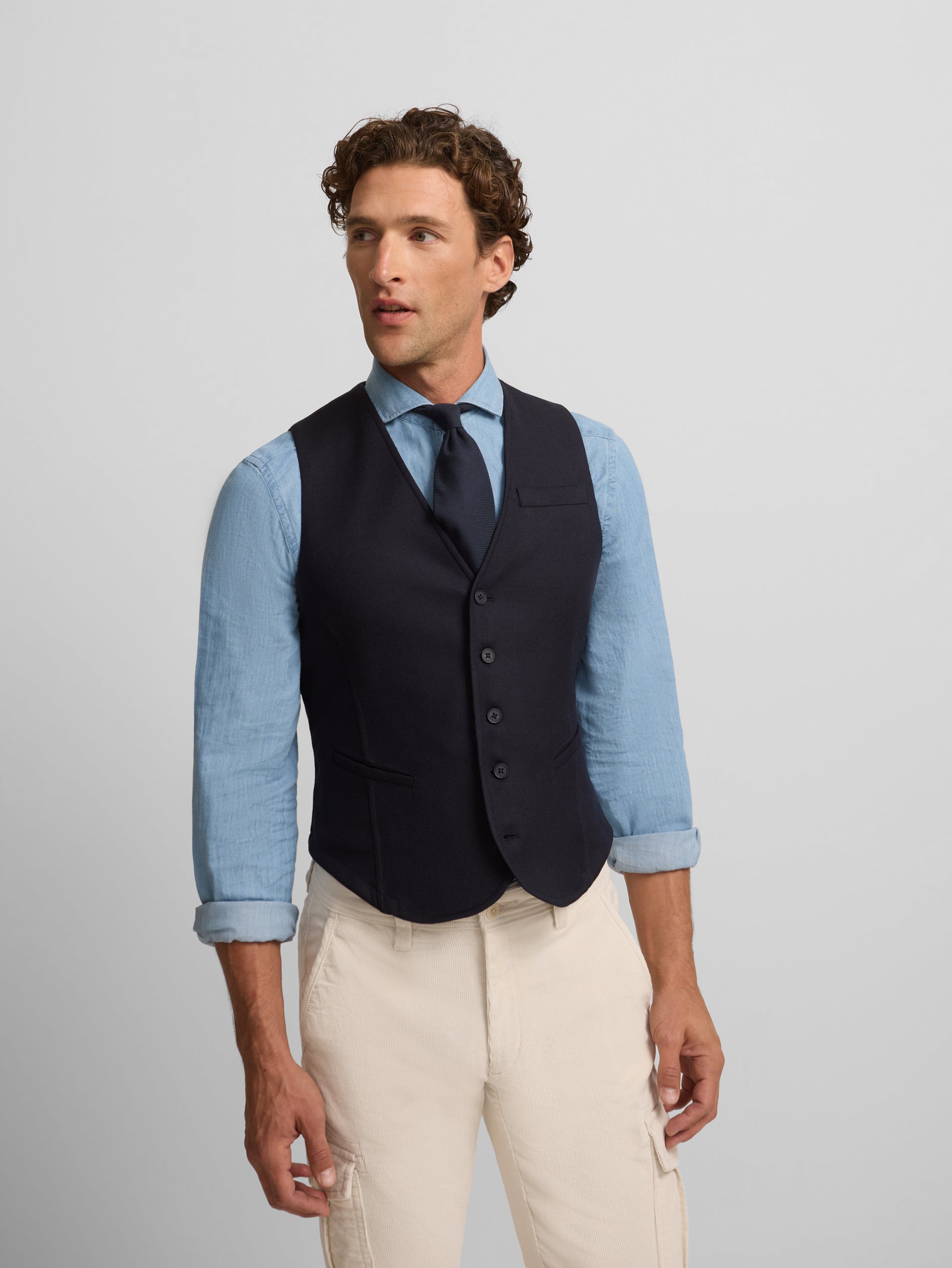 Chaleco recto azul marino