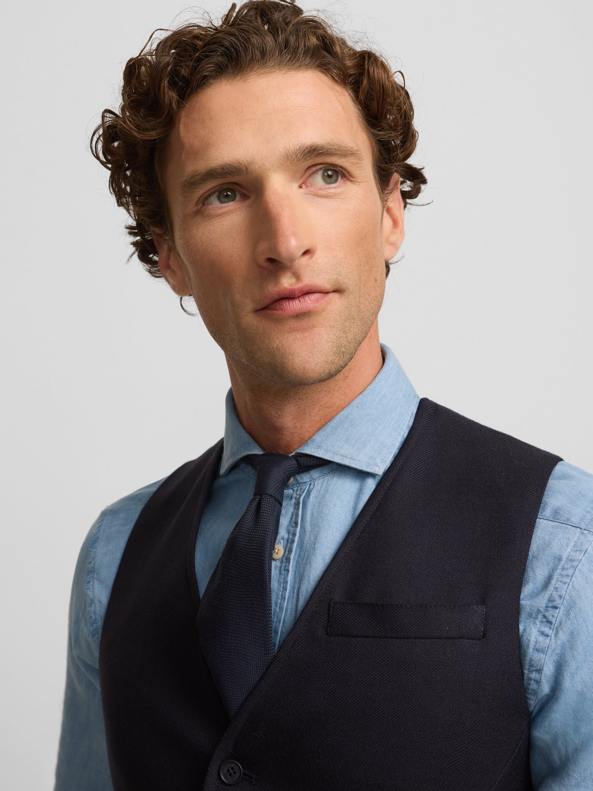 Chaleco recto azul marino