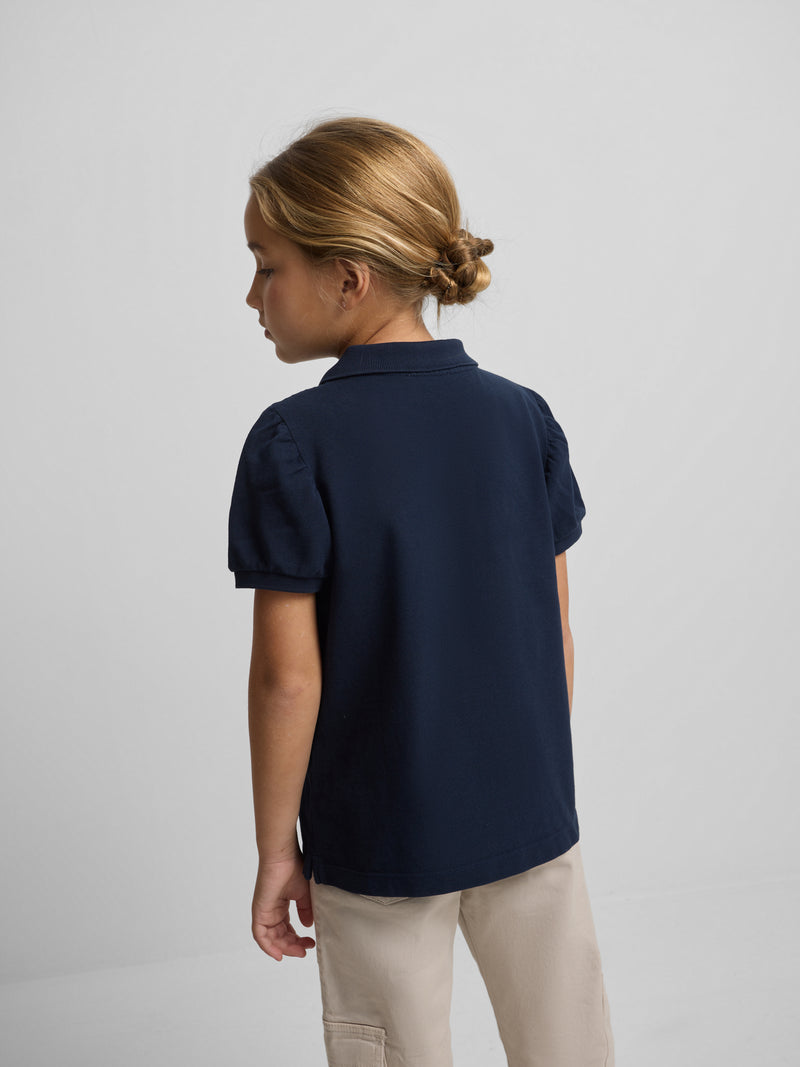 Polo fille classique bleu marine