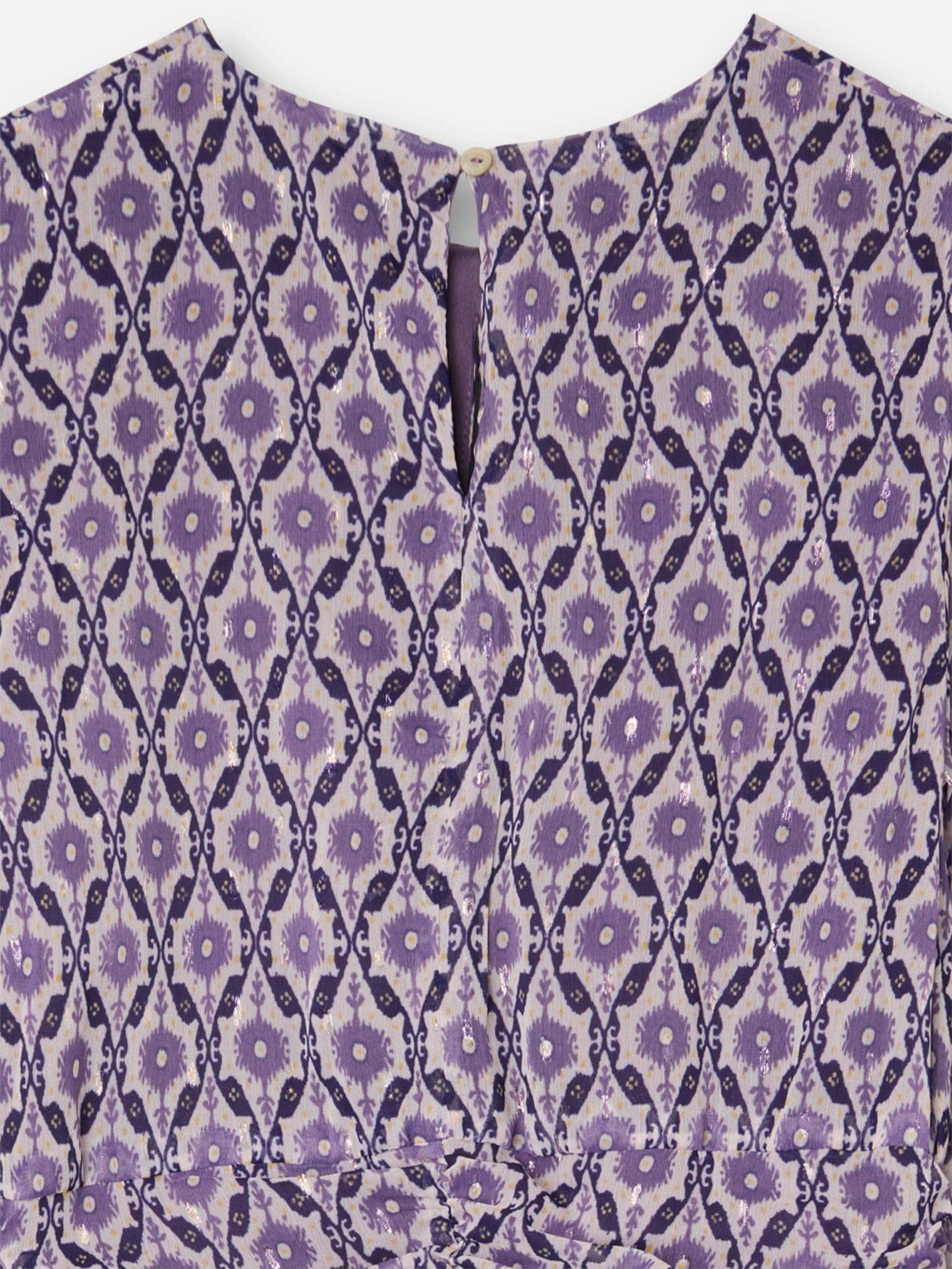 Vestido manga francesa estampado malva