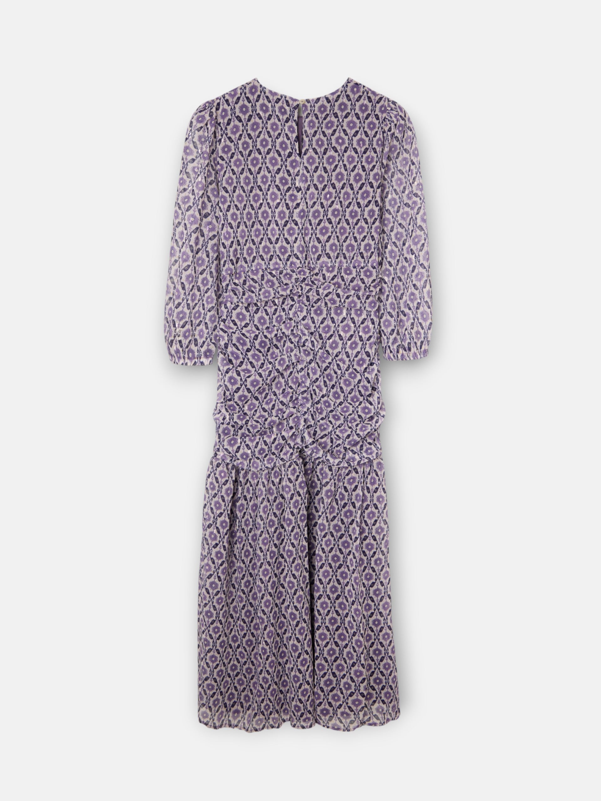 Vestido manga francesa estampado malva