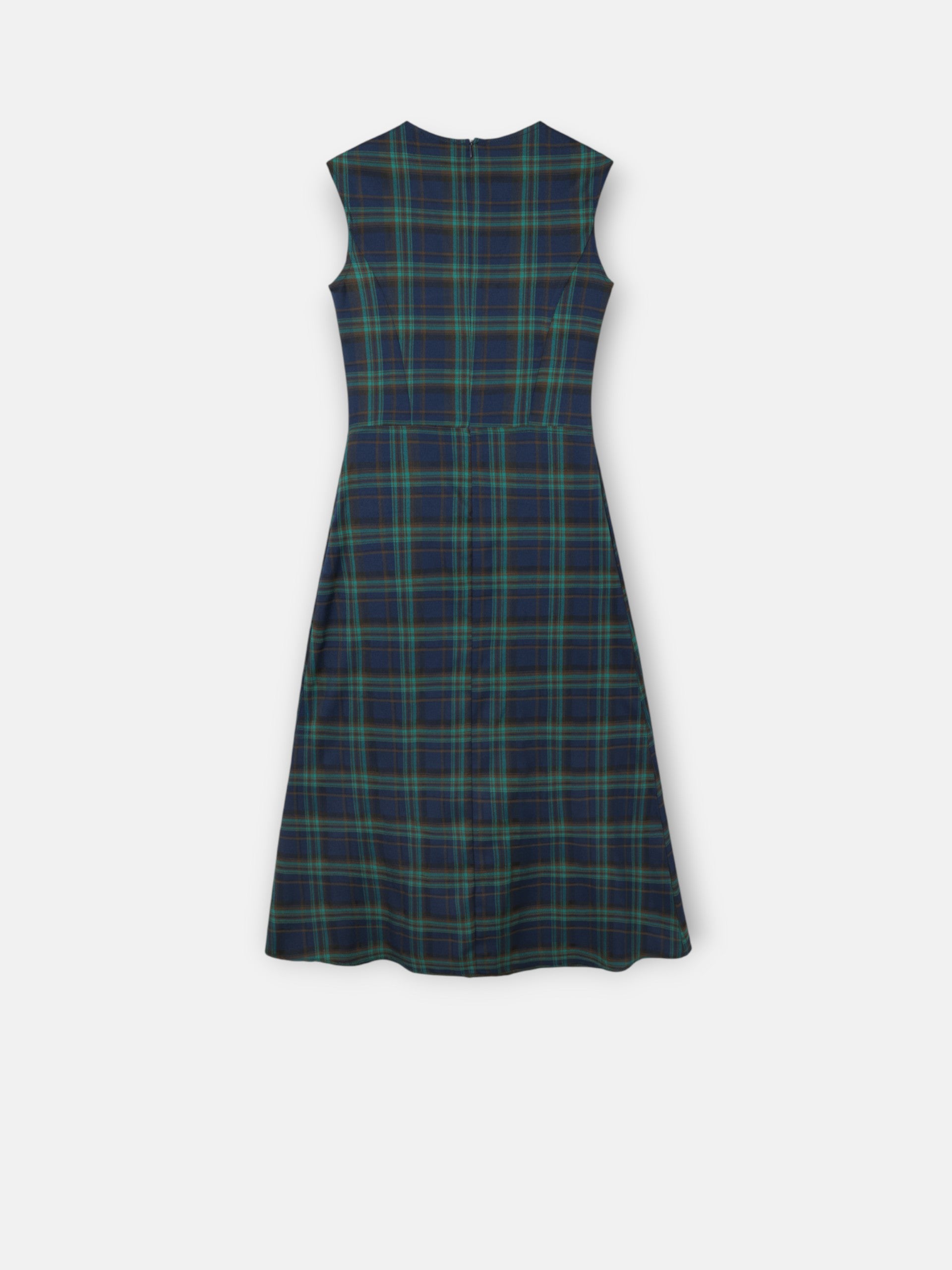 Green plaid midi dress
