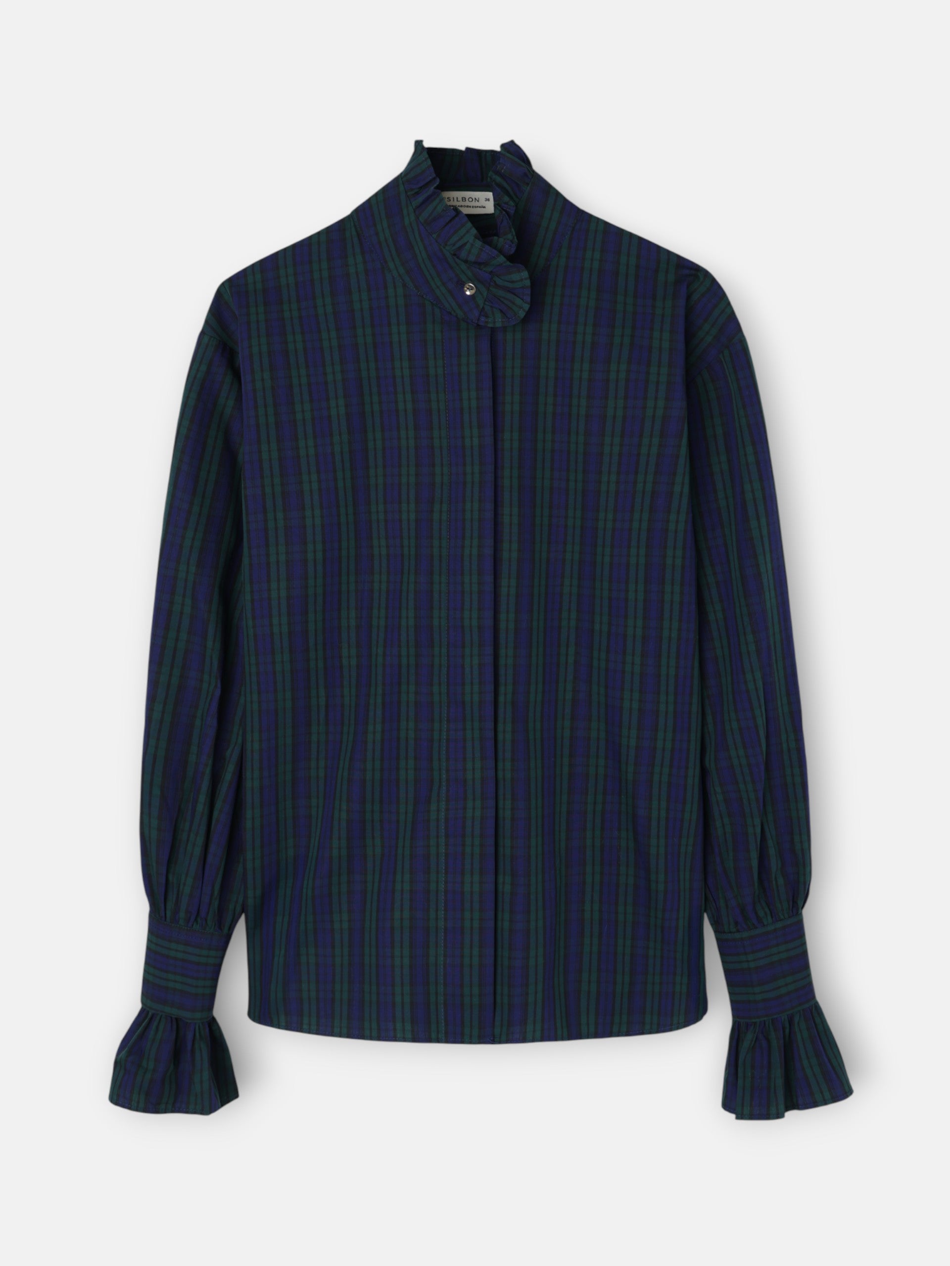 Green plaid collar shirt