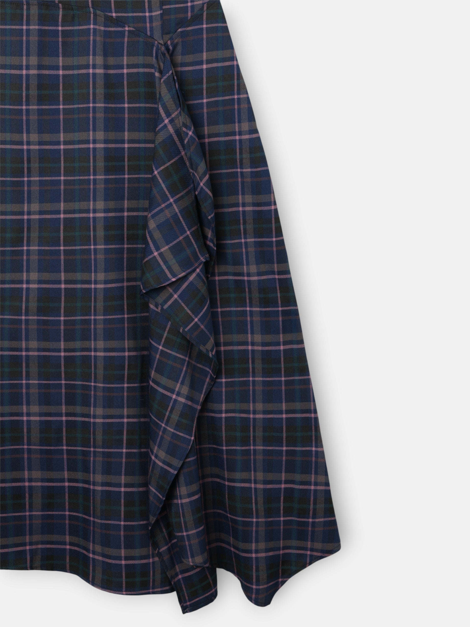 grey and pink plaid midi dress