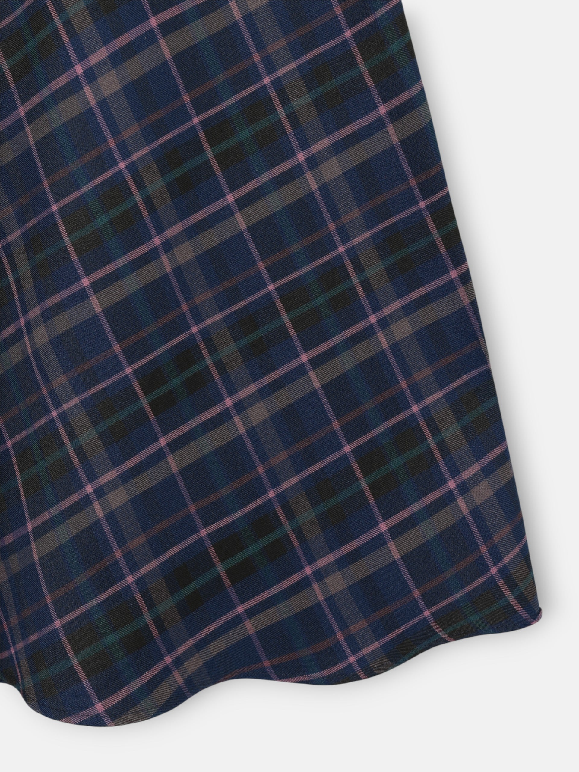 Saia midi xadrez cinzenta e rosa