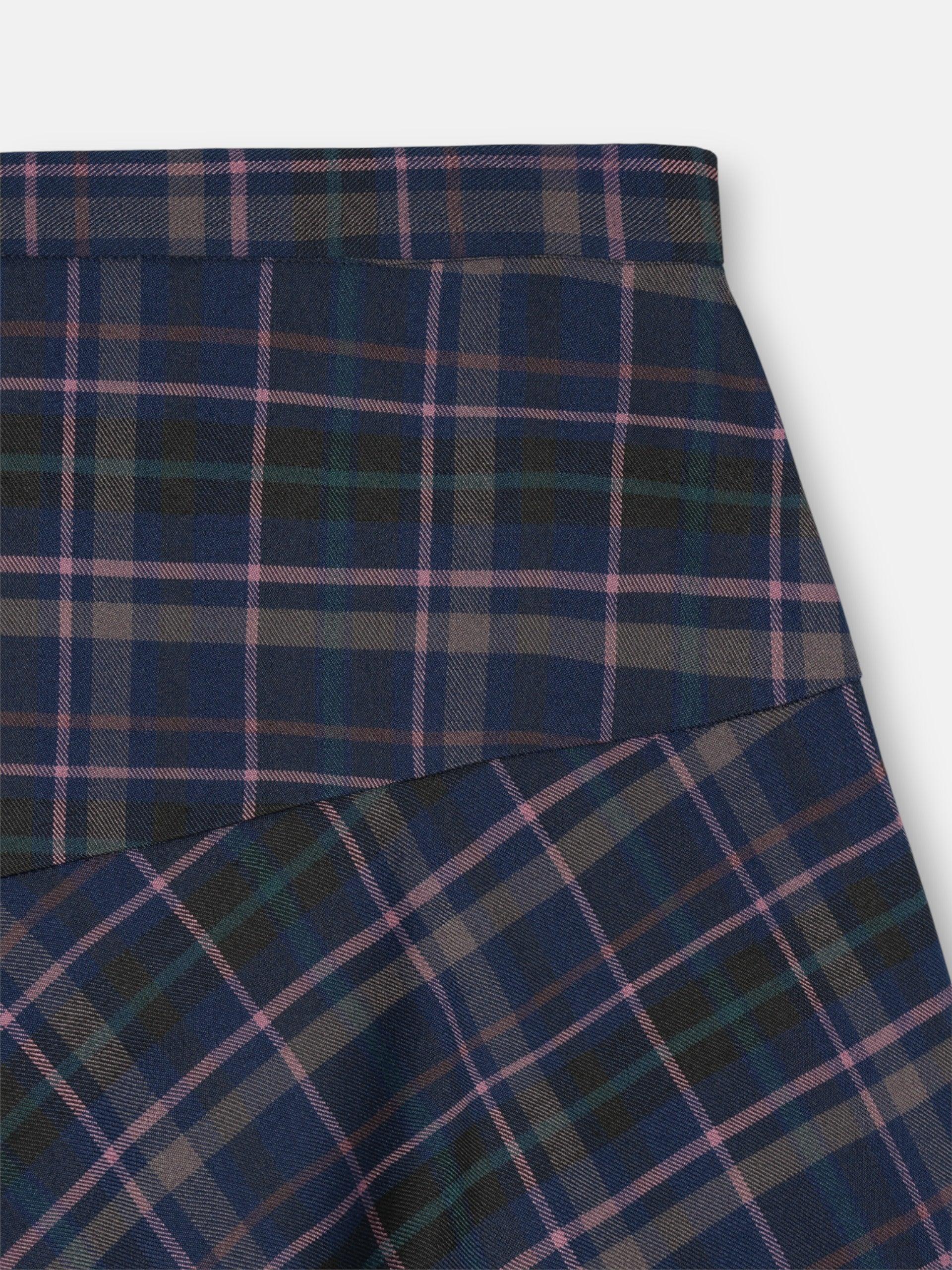 Saia midi xadrez cinzenta e rosa