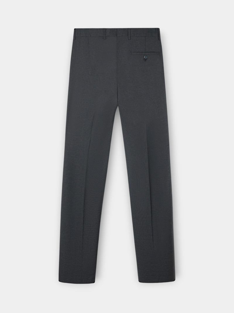 Stretch grey double-breasted suit trousers