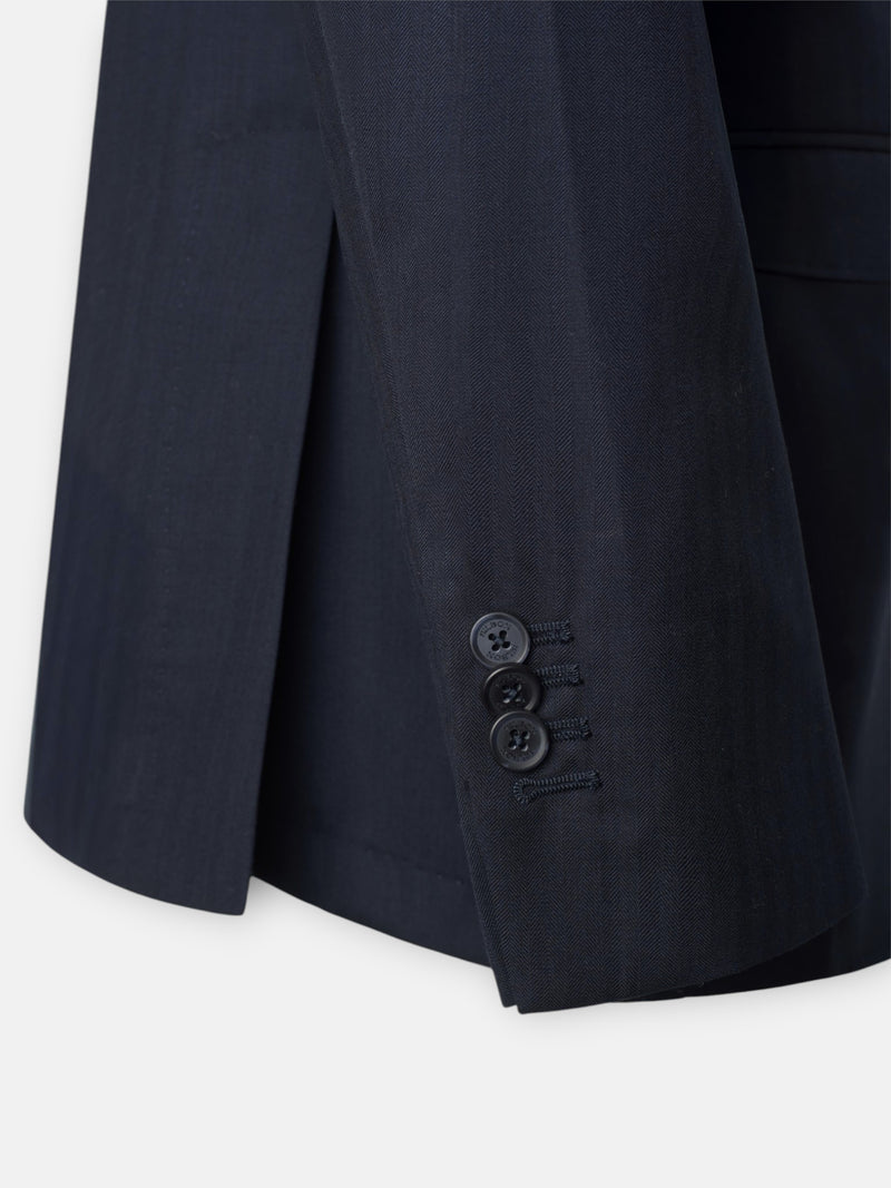 Navy blue herringbone suit jacket