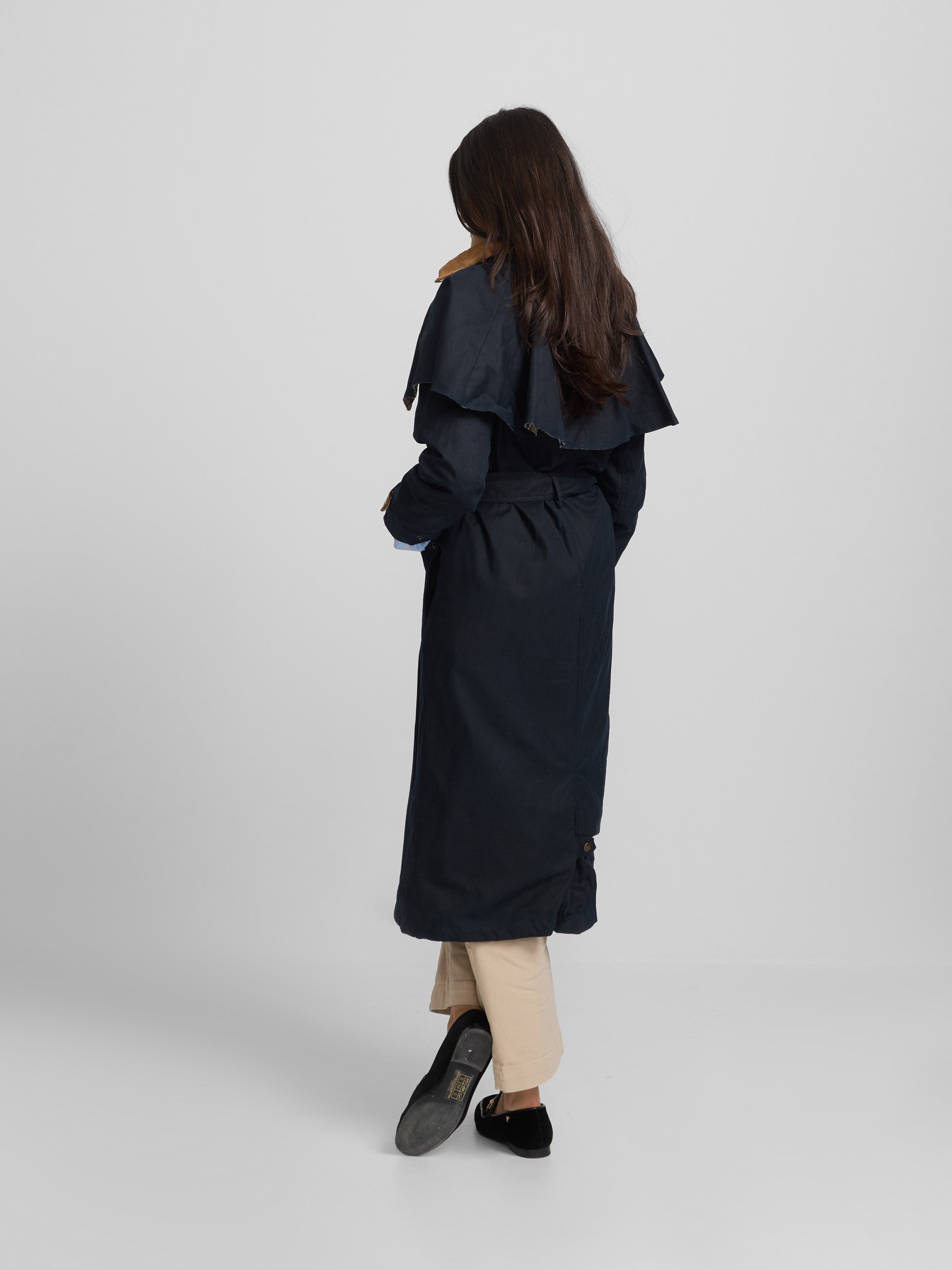 Parka larga encerada azul marino