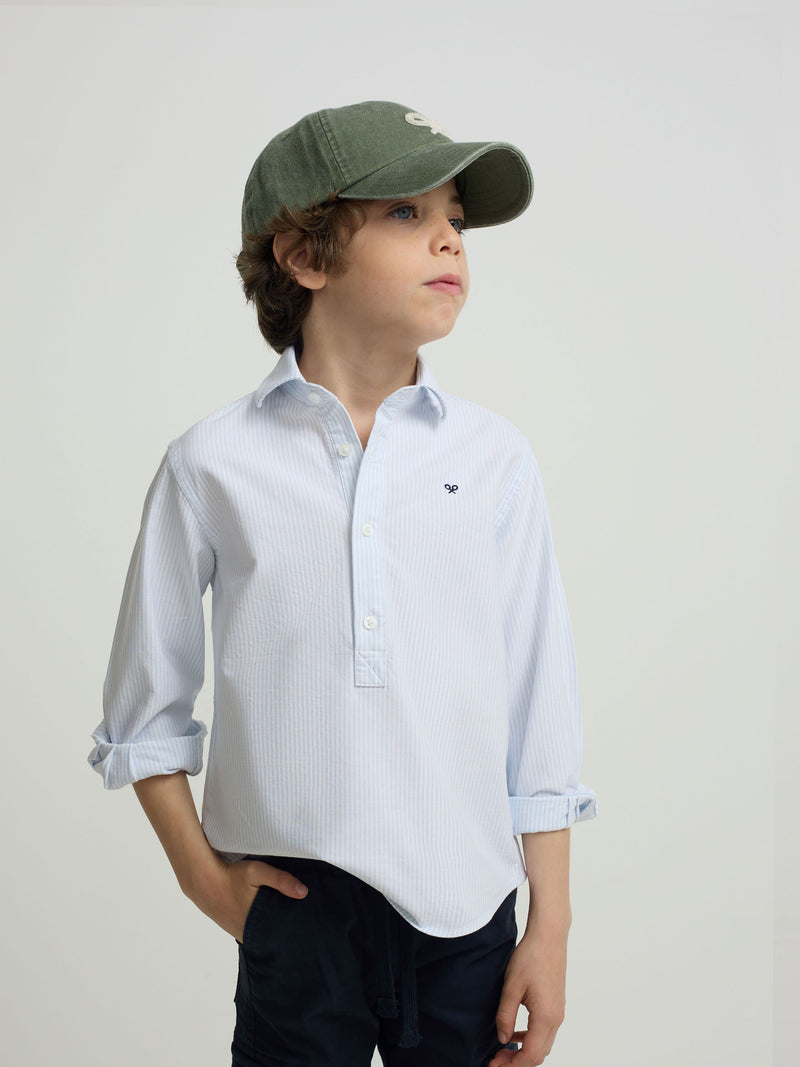 Polo desportivo criança riscas verticais azul