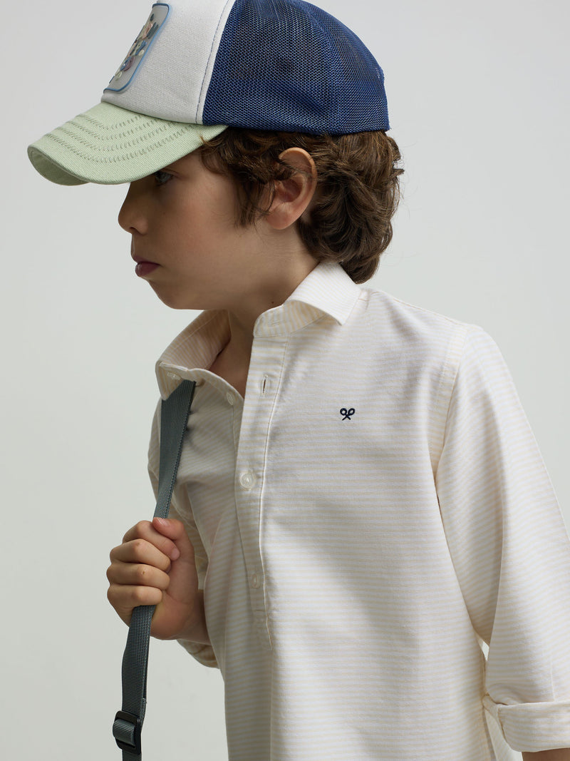 Camisola desportiva criança riscas horizontais amarelas