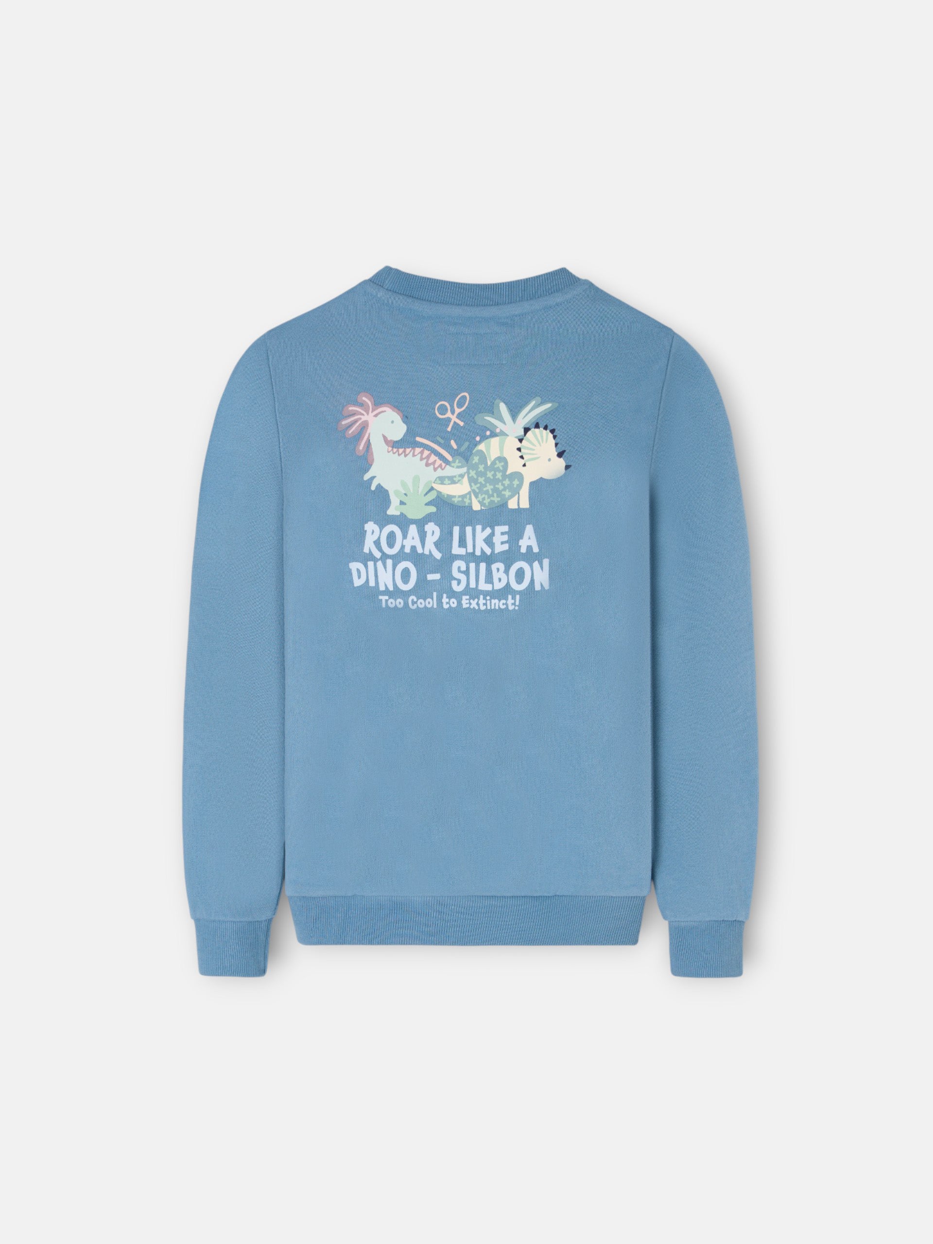 Sweat-shirt enfant "roar like a dino" bleu