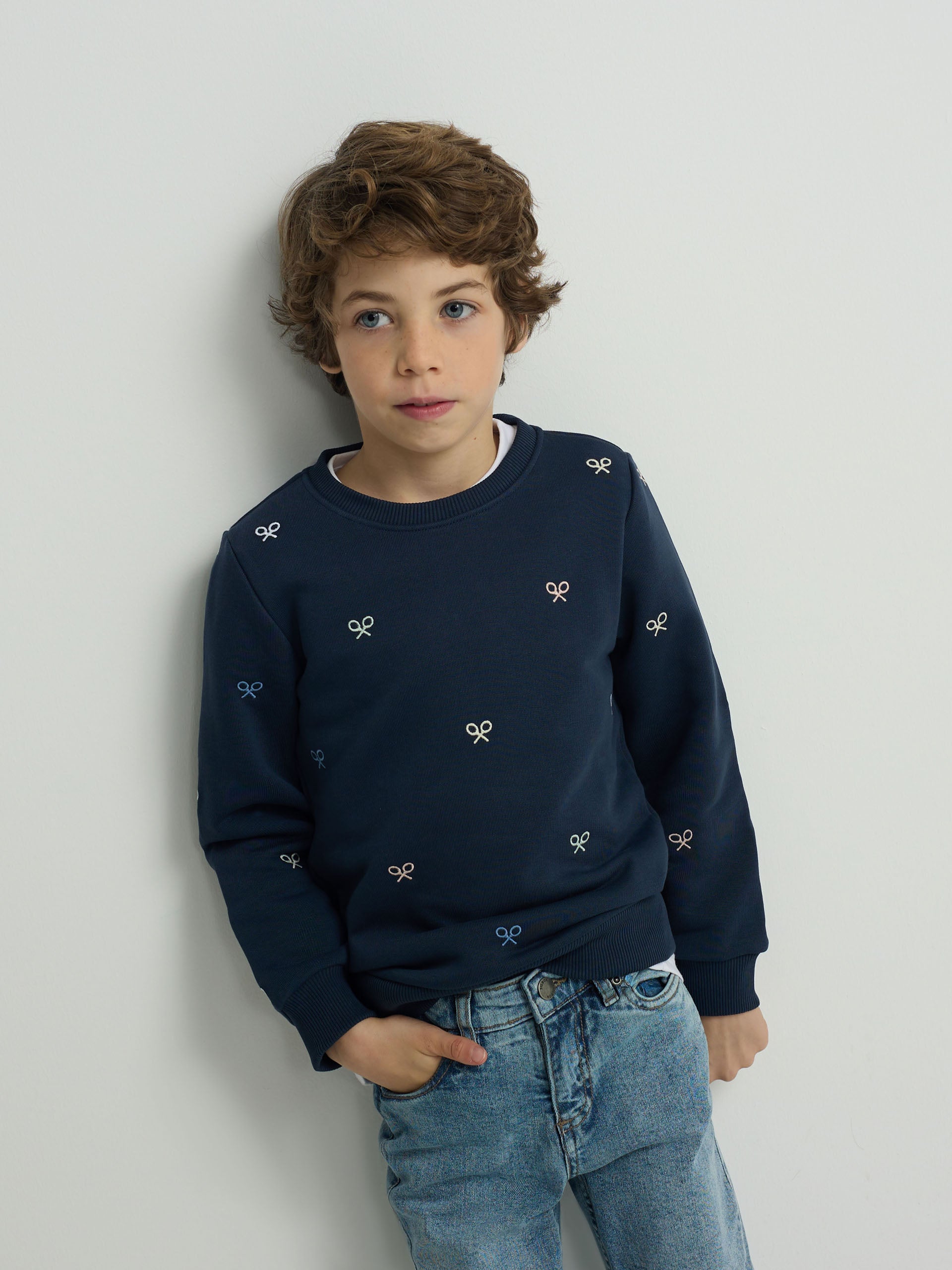 Sweatshirt kids multiraquete cores azul-marinho