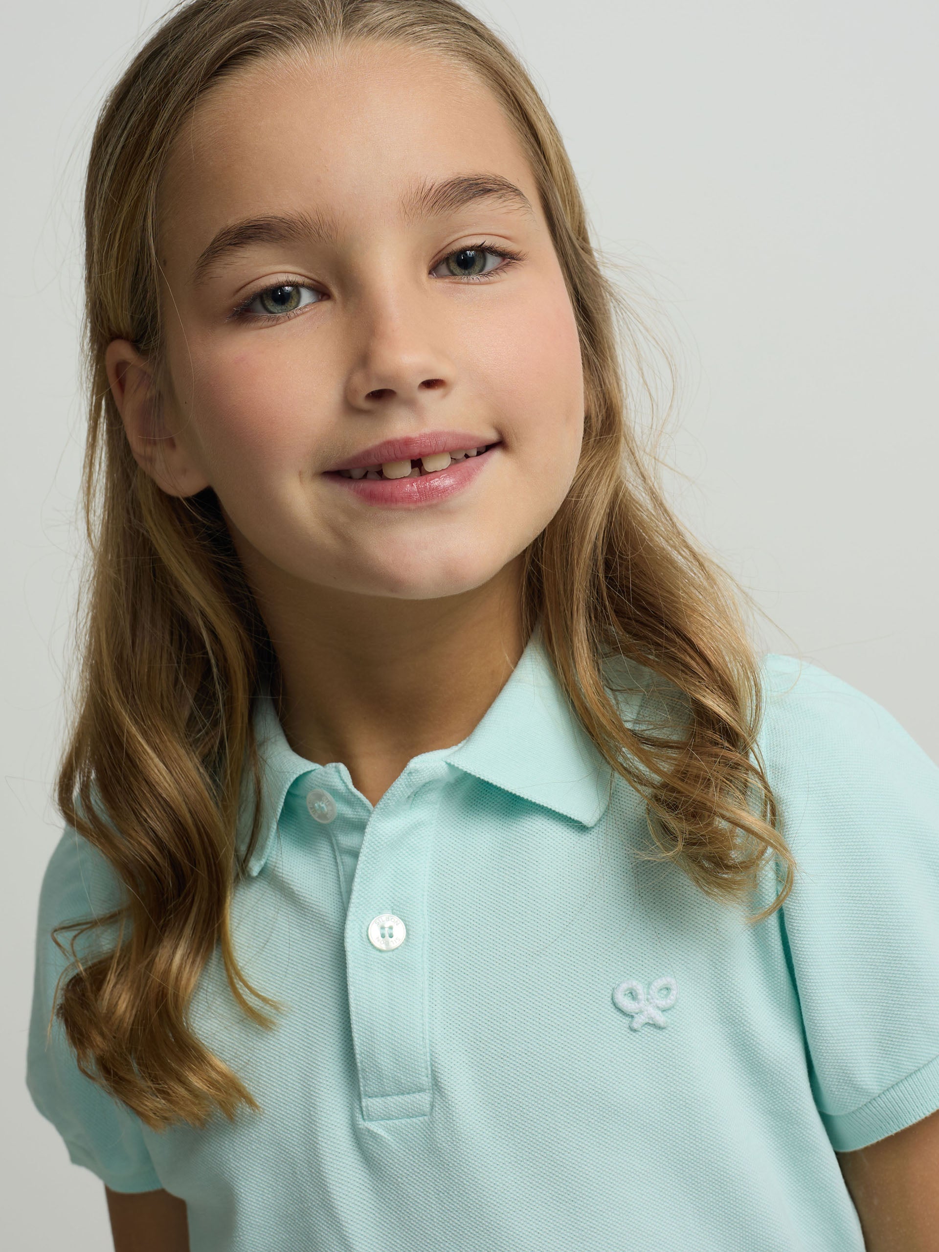 light green puff sleeve polo shirt for girls