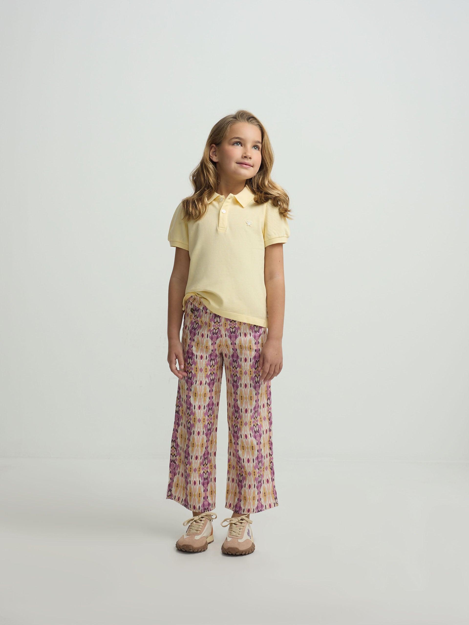 yellow puff-sleeved polo shirt for girls