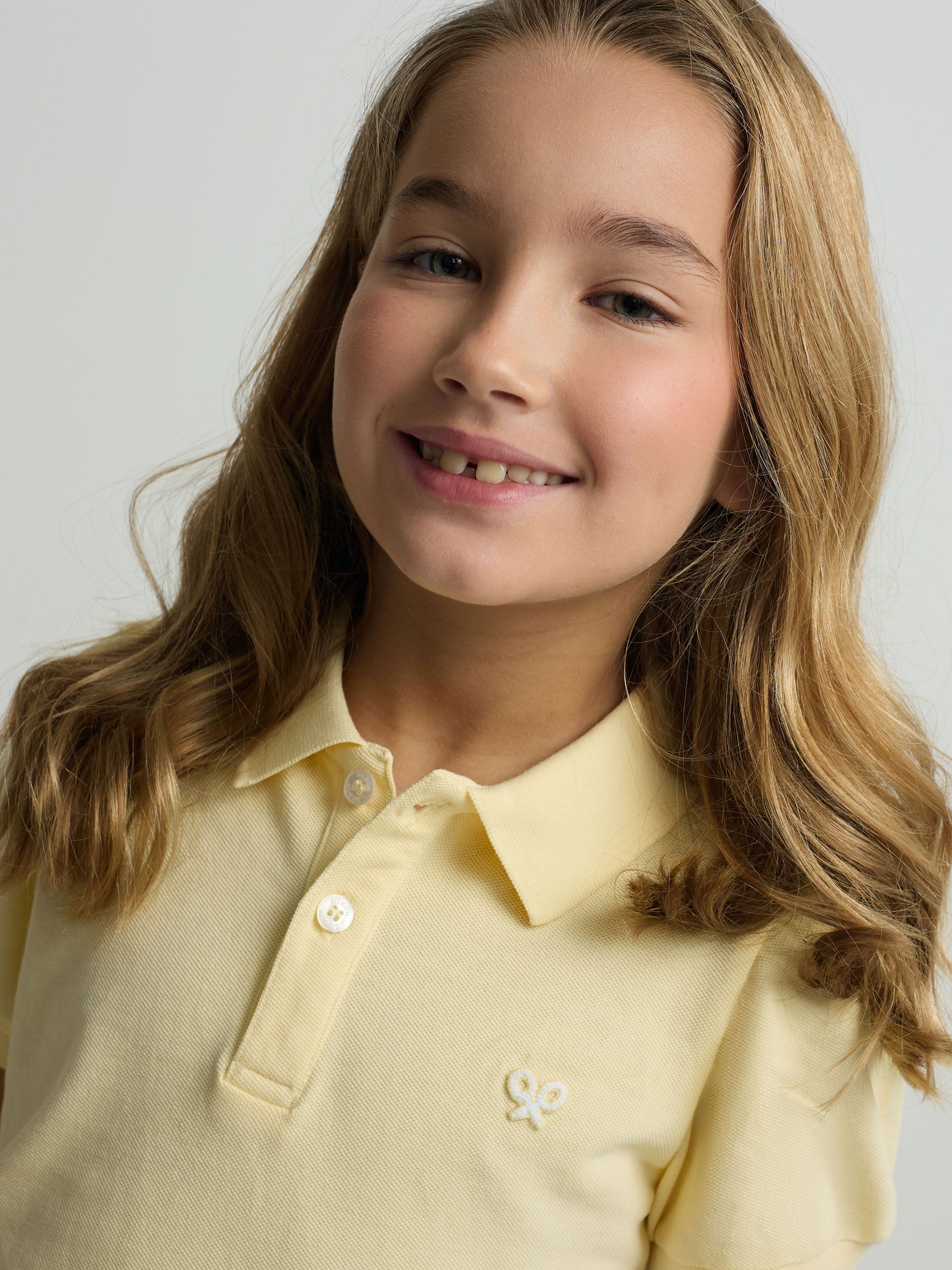yellow puff-sleeved polo shirt for girls