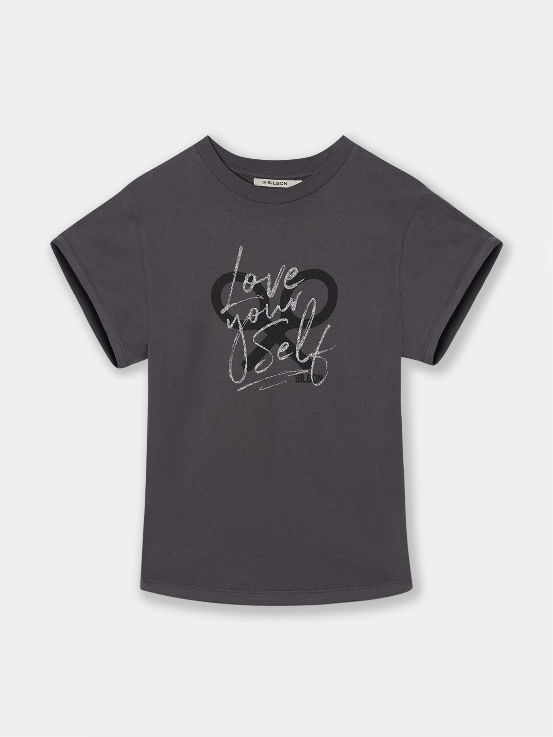 Camiseta woman manga roll out negra