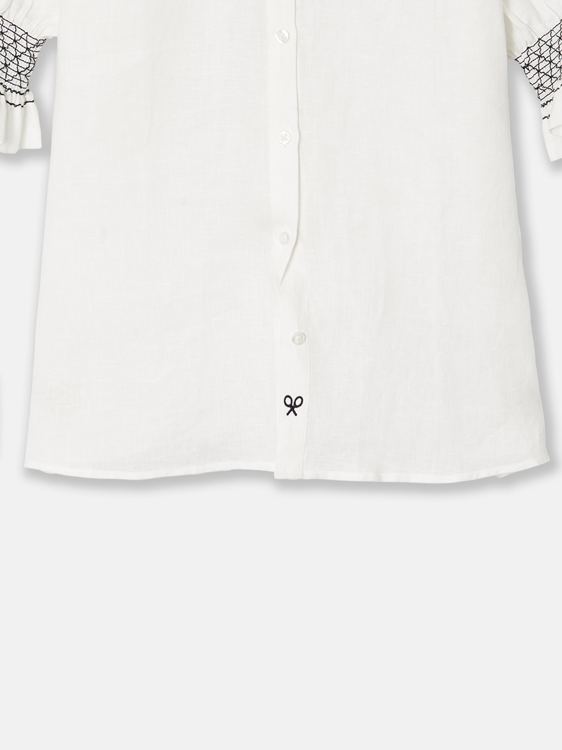 Camisa frunces lino blanca