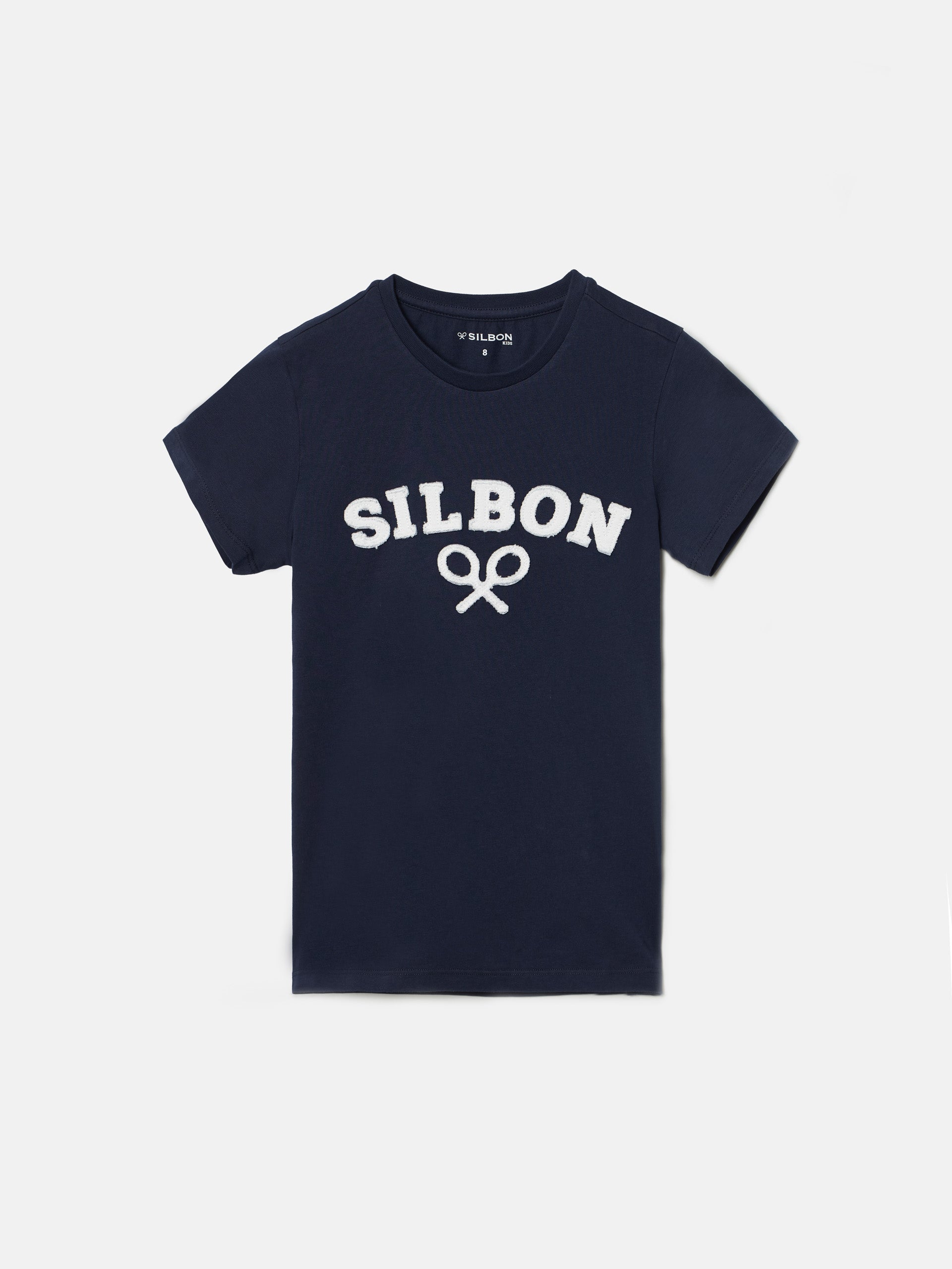 Camiseta kids raqueta media azul marino