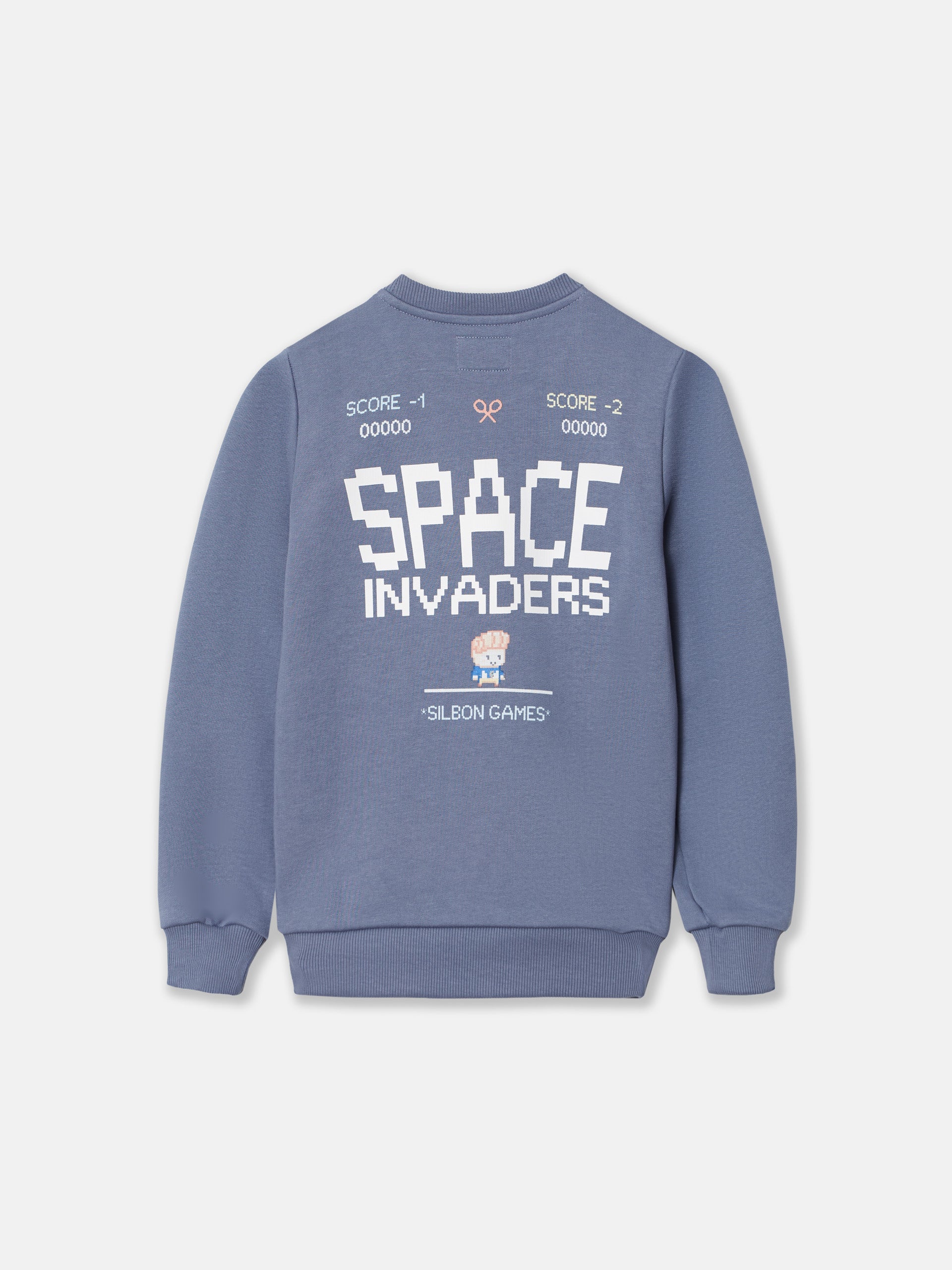 Sudadera kids space invaders gris azul