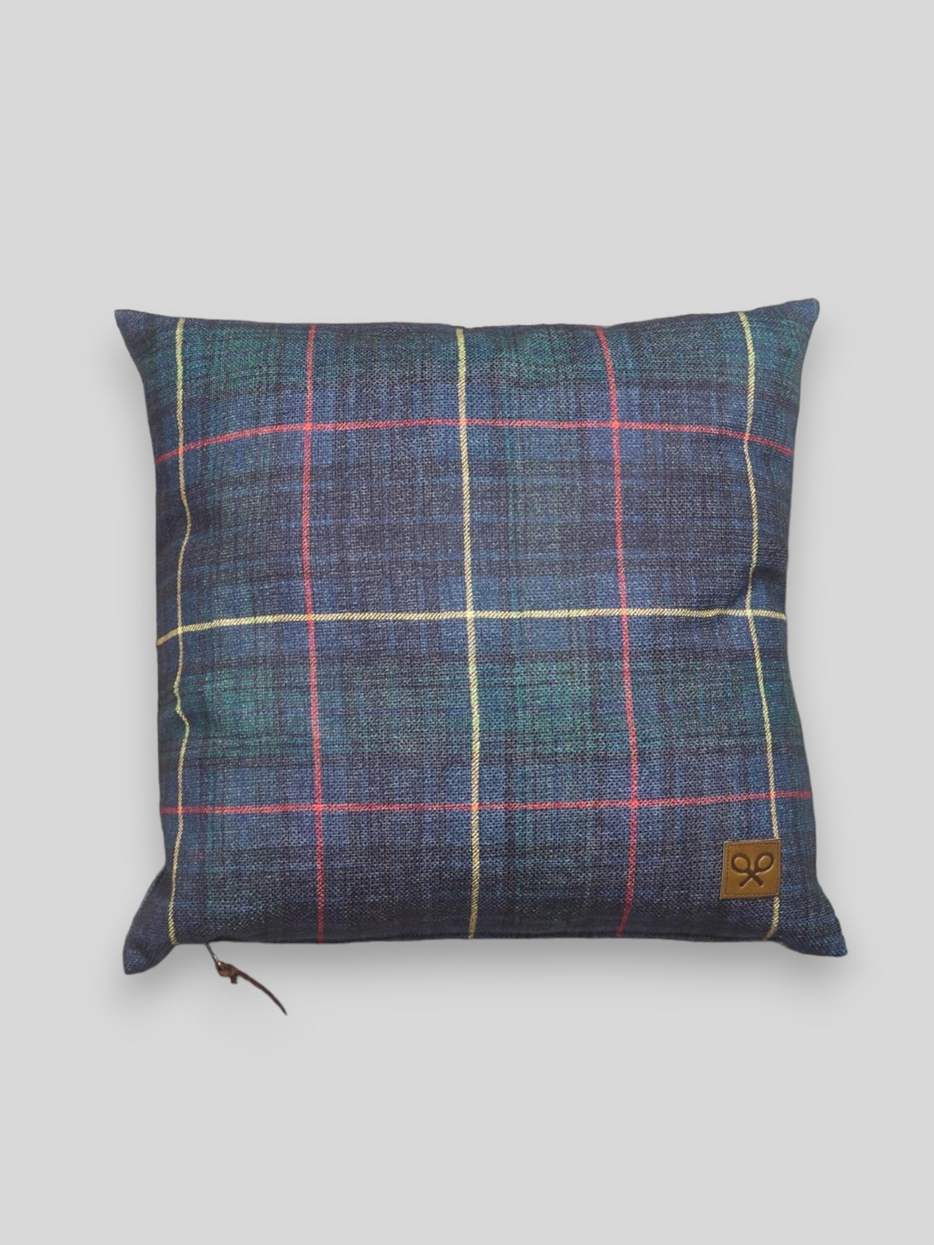 Green tartan square cushion