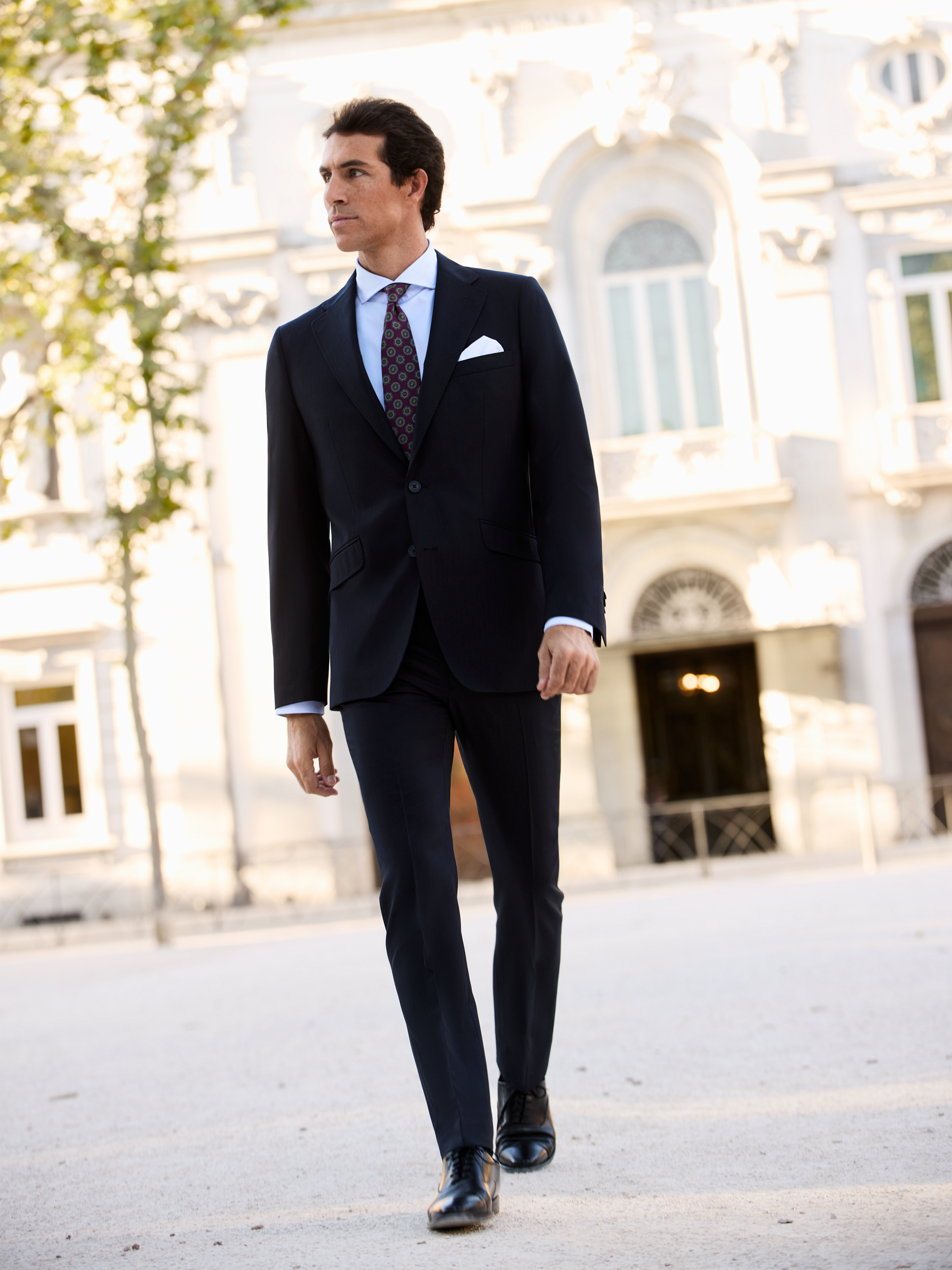 Pantalon traje clasico espiga azul marino