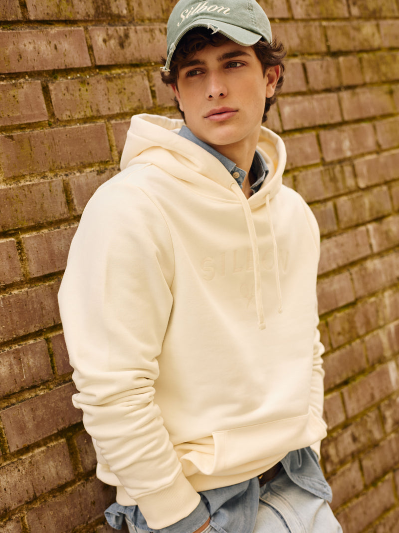 Sweatshirt com capuz Silbon raquete meia creme