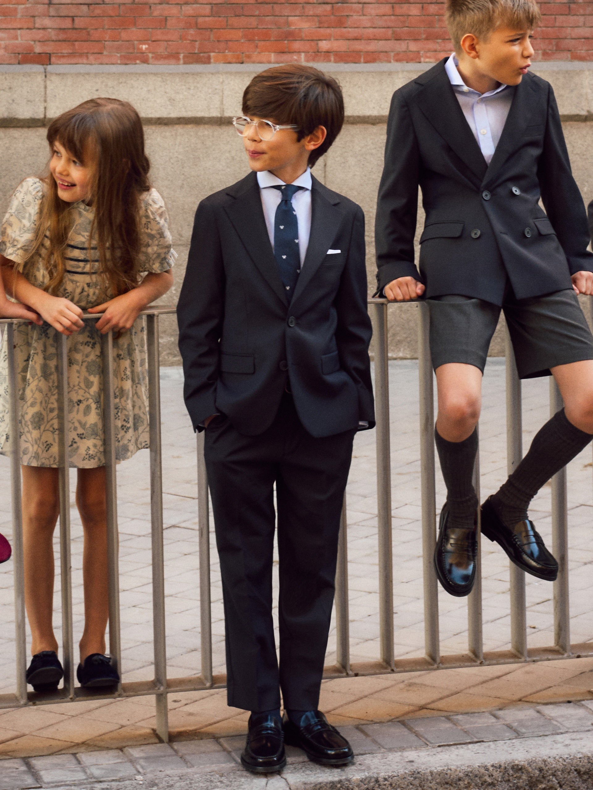 Blazer de fato para crianças azul-marinho